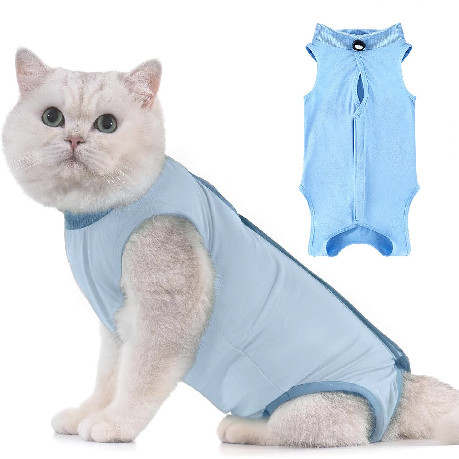 Ledander Tiermantel Katzen-Bodysuit für OP-Genesung & Kastration, Atmungsaktive Modal-Kleidung für Wunden, Hautschutz & Absetzen