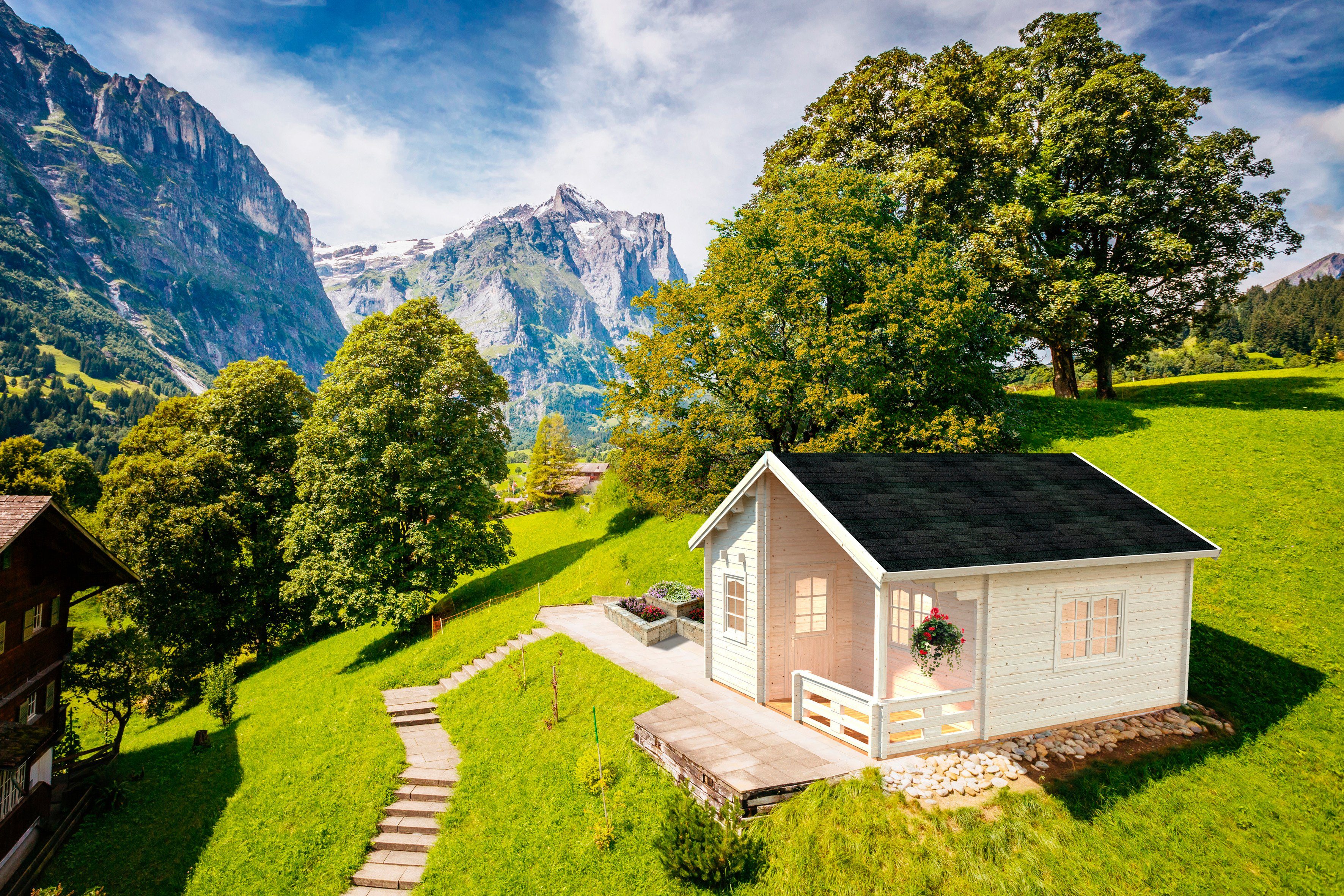 Palmako Gartenhaus Ferienhaus Emily, BxT: 590x570 cm, inklusive Fußboden