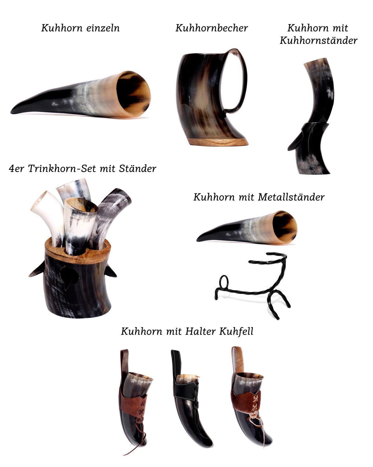 Brillibrum Bierkrug Trinkhorn Becher echtes Kuhhorn Horn Bierkrug Mittelalter