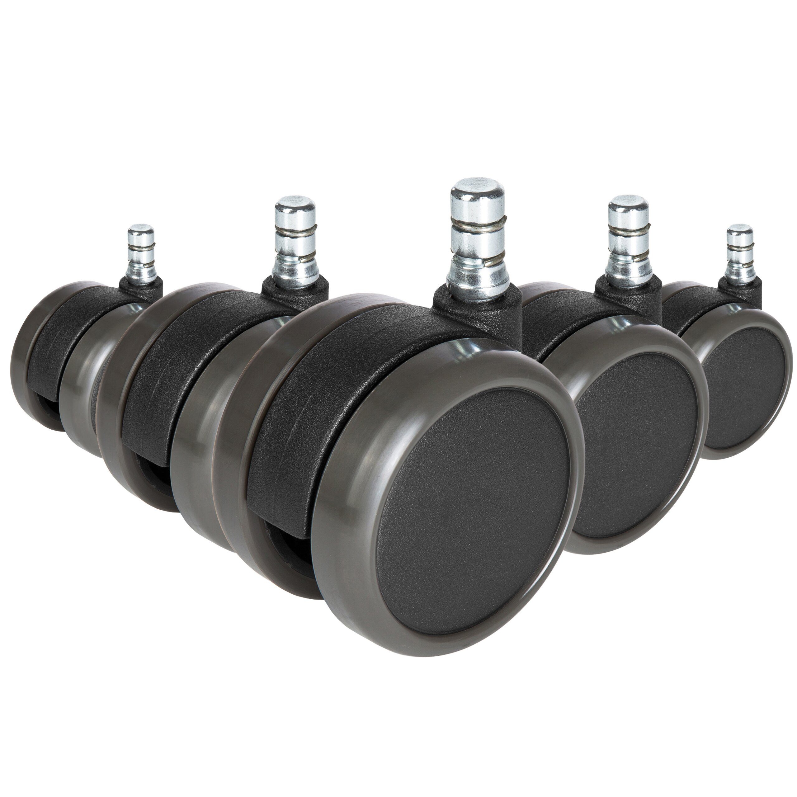 hjh OFFICE Stuhlrolle Stuhlrollen 5X Rolo No-Noise 11Mm/65Mm, (5er Pack), Hartbodenrollen Bürostuhl, Rollen für Schreibtischstuhl