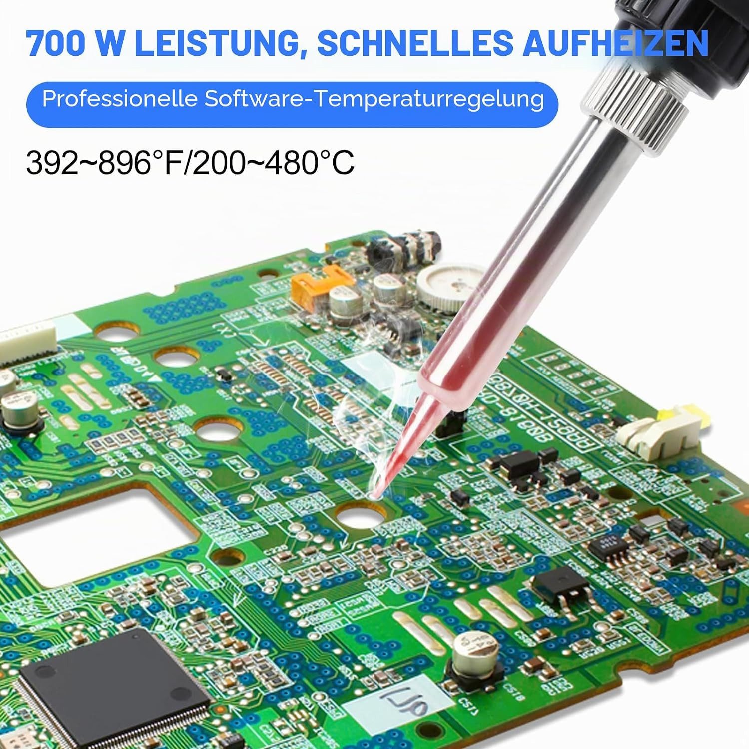 Athlix Lötkolben 2 in 1 Lötstation Heißluft Lötkolben mit 3 Luftdüsen 200-500°C, max. 500 °C, Elektrisch, Schnelle Aufheizzeit, 700W Leistung