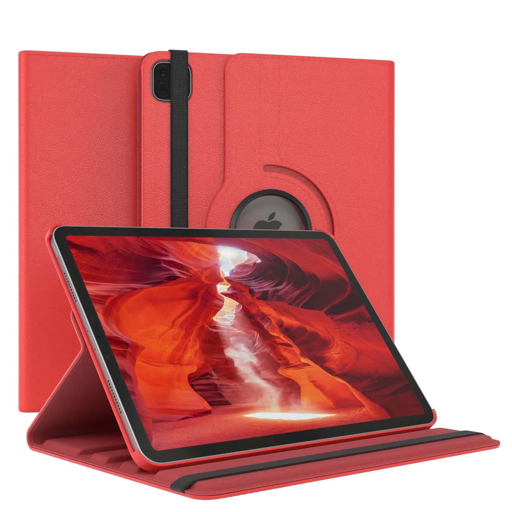 EAZY CASE Tablet-Hülle Rotation Case für iPad Pro 11" 1./2./3./4. Gen. 11 Zoll, Tabletcase Flipcover Smart kratzfest Hülle aufstellbar drehend Rot