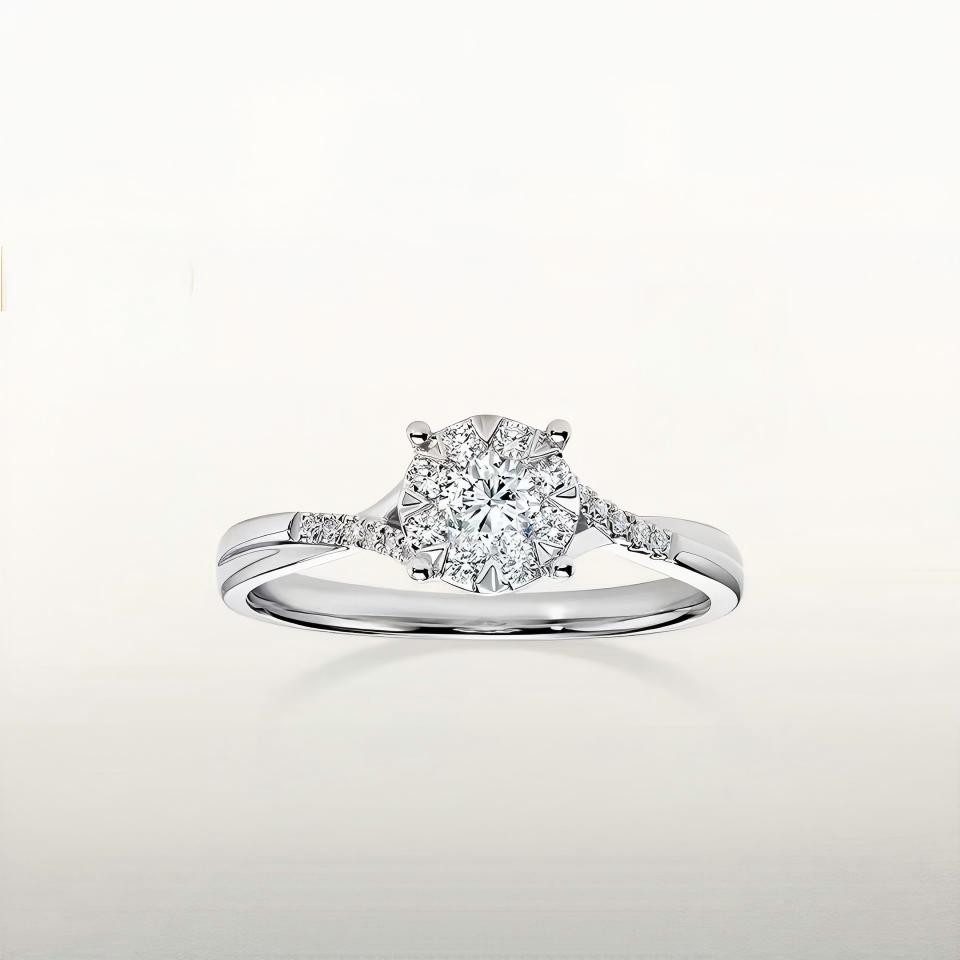 Jumpeak Diamantring Labor-Diamant Ring,0,5ct,Halo Design,Verlobungsring,Jahrestag Ring, 14K Gold,D,VS1,Frauen Schmuck,Geschenk,Eleganter Ring,Classic Design