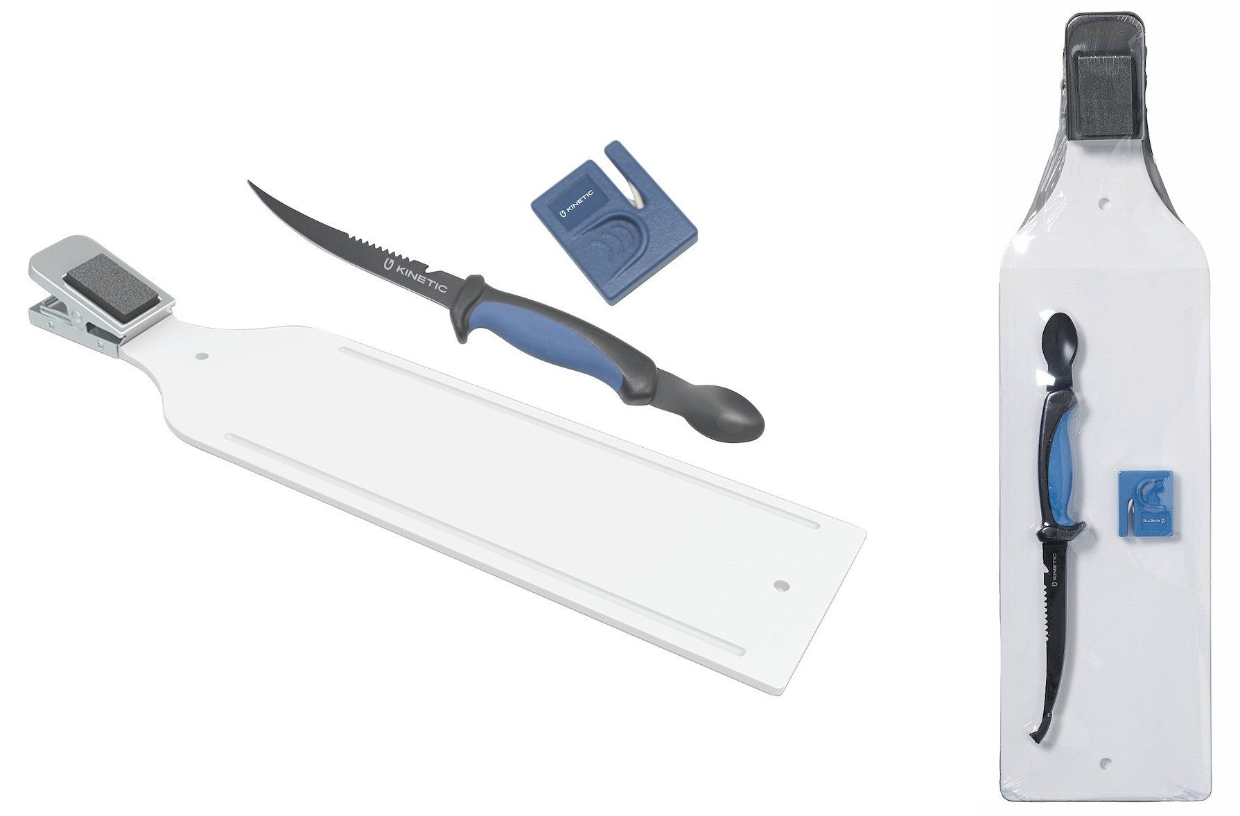 Kinetic Filetiermesser Fillet Board & Knife SET - Filetiermesser + Brett + Messerschärfer, widerstandsfähig, langlebig, Rasiermesserscharfe 6,5"-Klinge