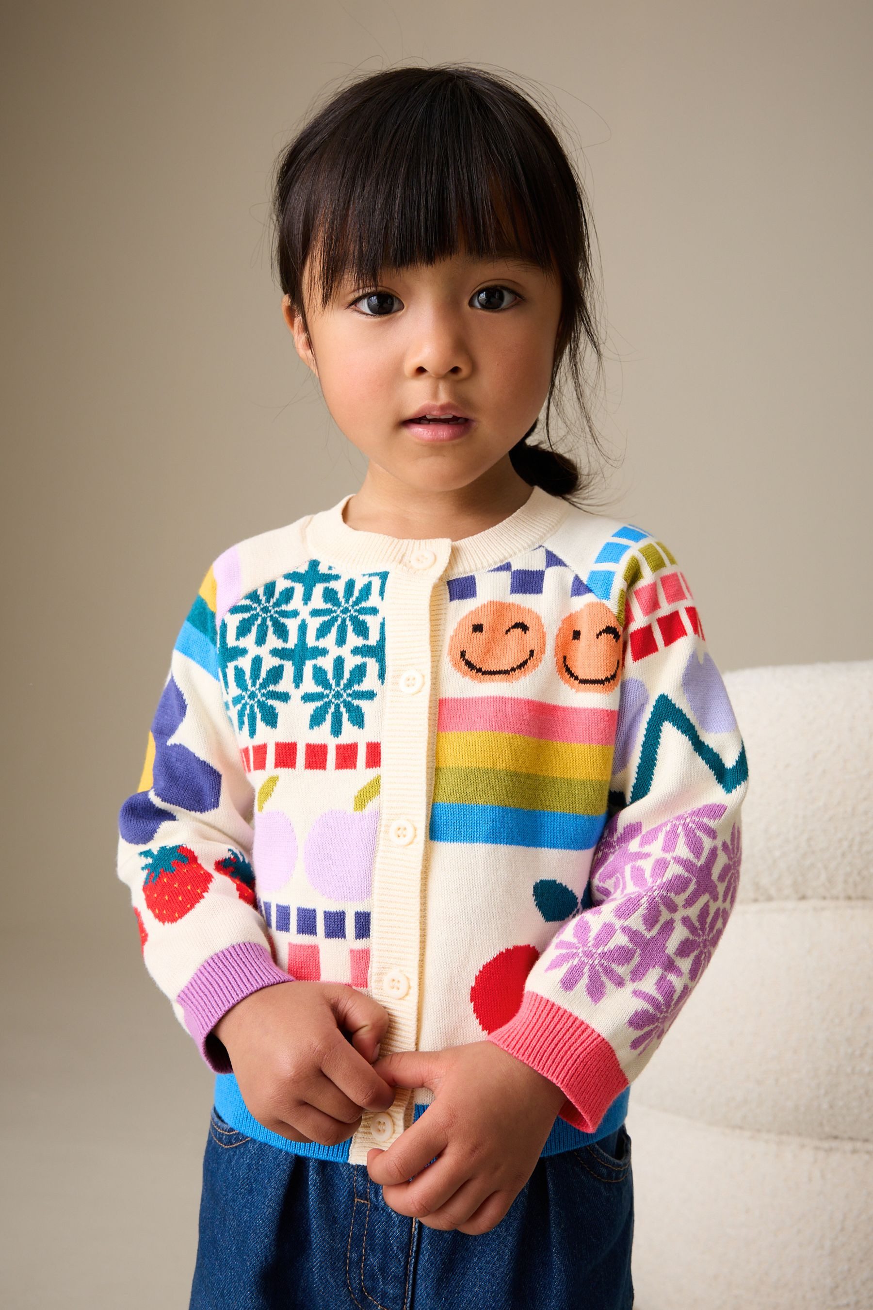 Strickjacke Strickjacke mit lustigem Print