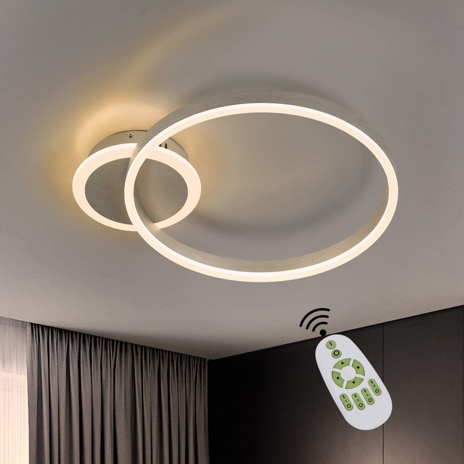 ZMH LED Funktion Schlafzimmer fest für Ring Wohnzimmer Memory mit Deckenleuchte Fernbedienug, Küche Esszimmer, dimmbar, integriert, LED