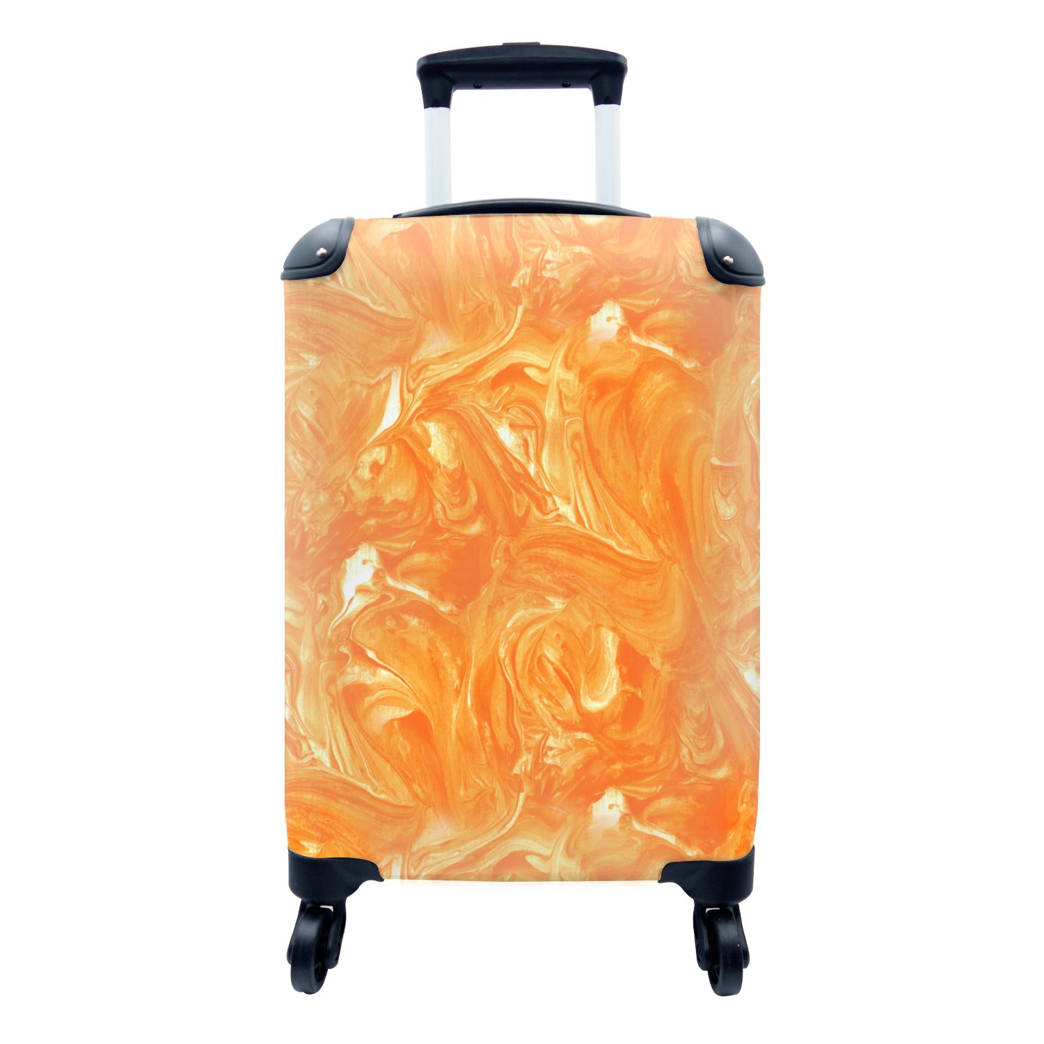 MuchoWow Handgepäckkoffer Orange - Marmor - Farbe, 4 Rollen, Reisetasche mit rollen, Handgepäck für Ferien, Trolley, Reisekoffer