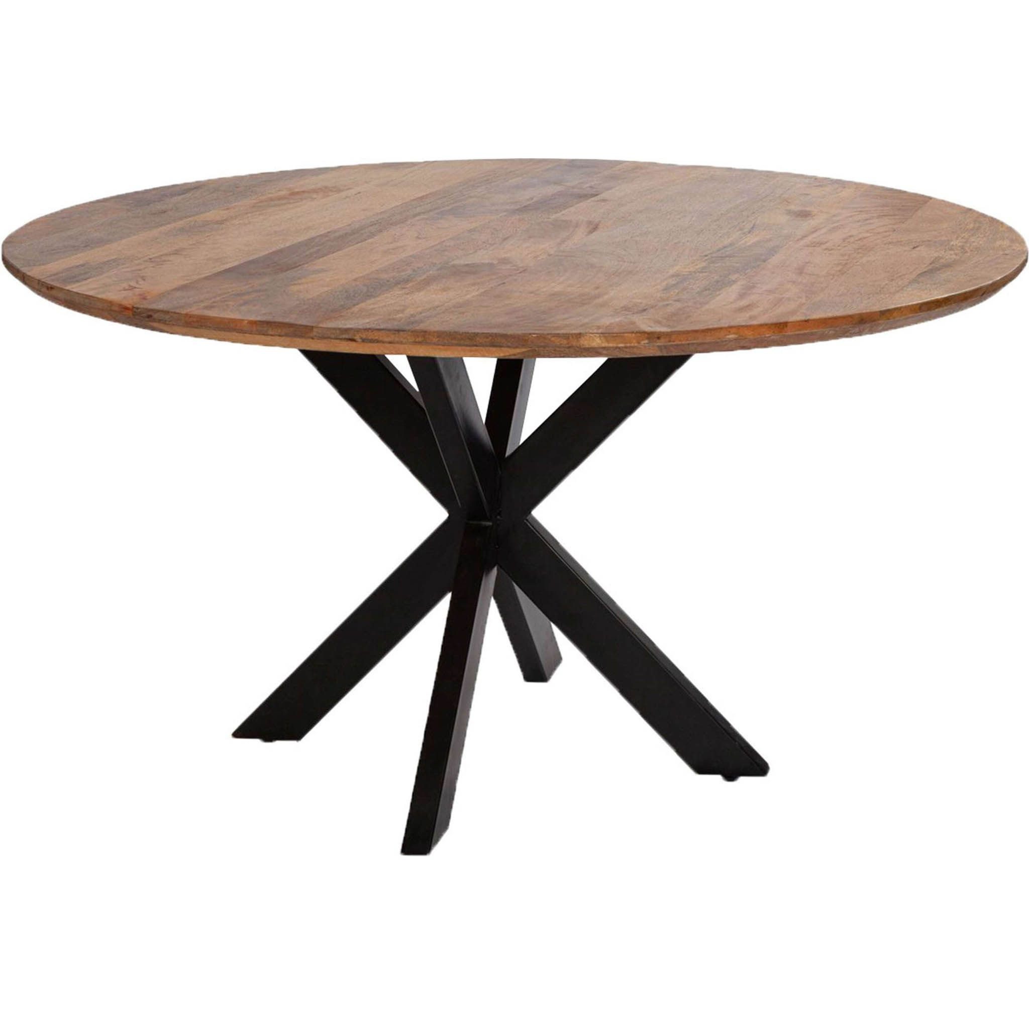bene living Esstisch Avola - rund 110 cm - Mangoholz - Gestell Kreuz-Form (Indoor-Möbelset, 1-St), hochwertiges Massivholz - stabiles Metallgestell