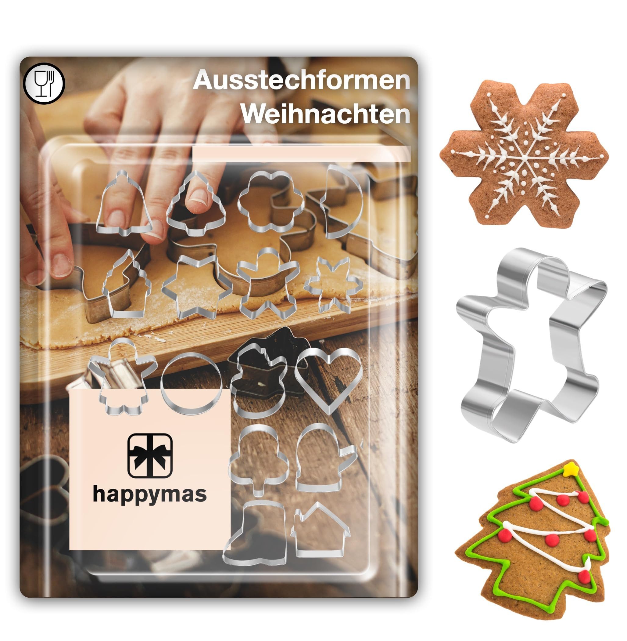 happymas Ausstechform 20 Plätzchenausstecher aus Metall mit Weihnachtsmotiven, (20er Set, 20-St., 20-teilig)