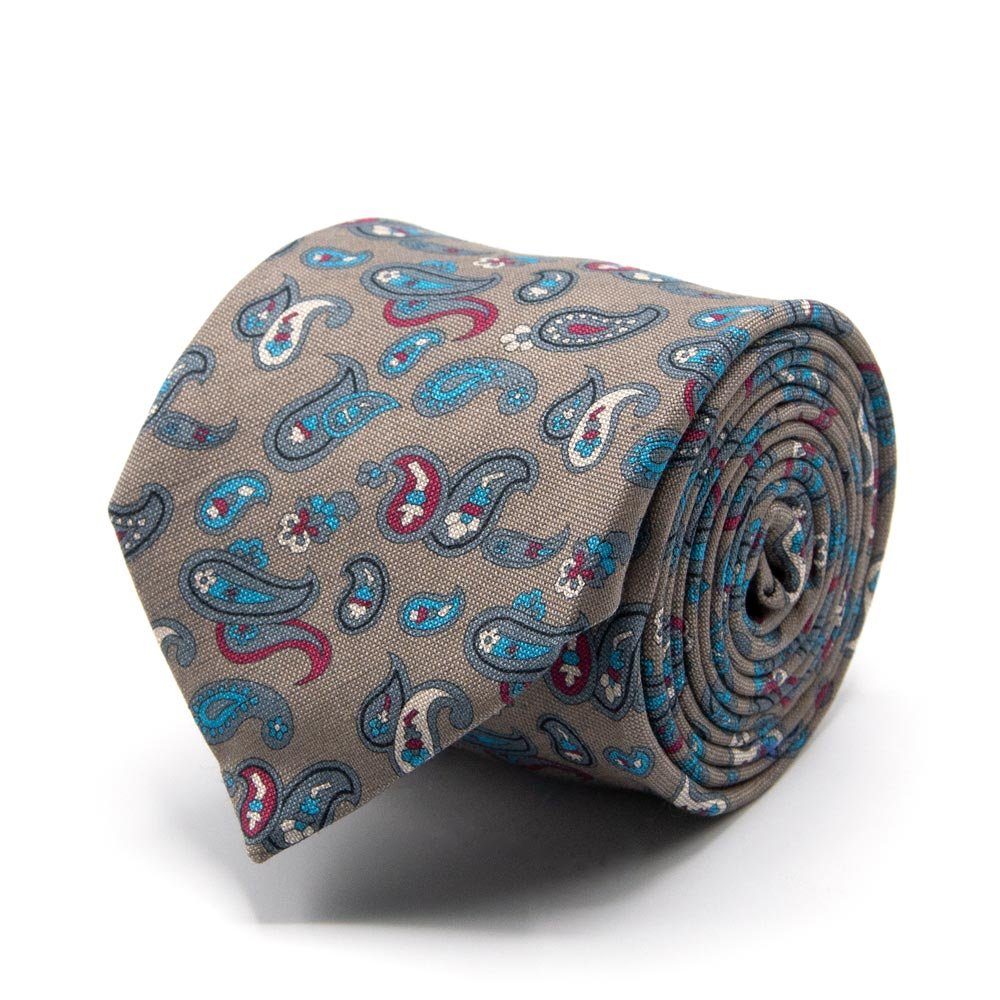 BGENTS Krawatte Krawatte aus Baumwoll-/Leinen-Gemisch mit Paisley-Muster Made in Italy