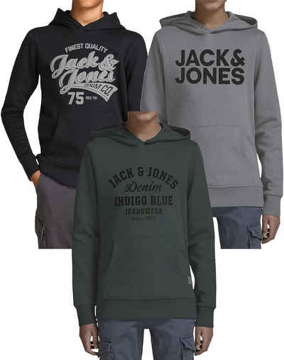 Jack & Jones Junior Kapuzensweatshirt (Spar Set, 3er Pack) mit Printdruck und Kängurutasche im 3er Pack