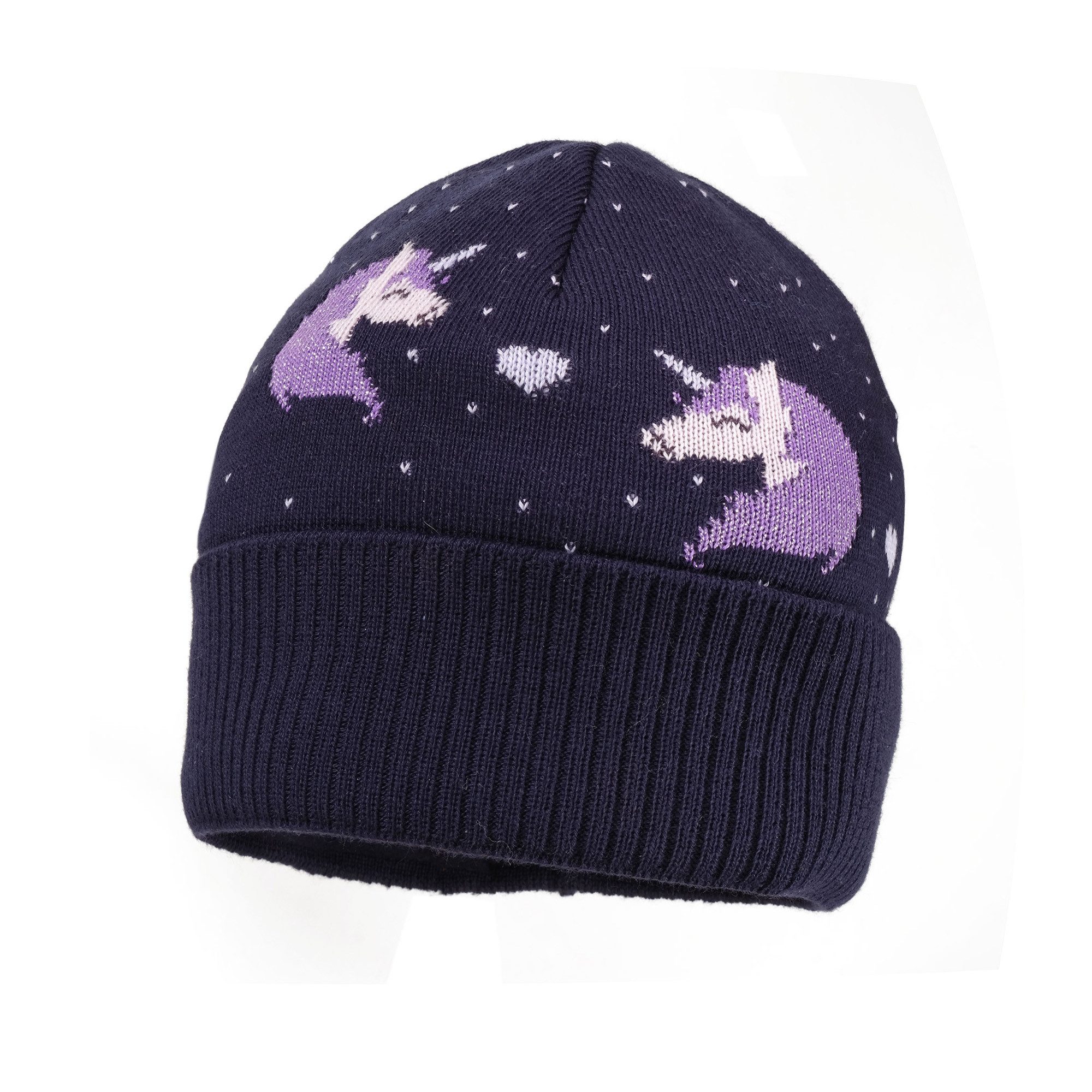 MAXIMO Strickmütze Baumwolle, gefüttert, breiter Umschlag, Motiv