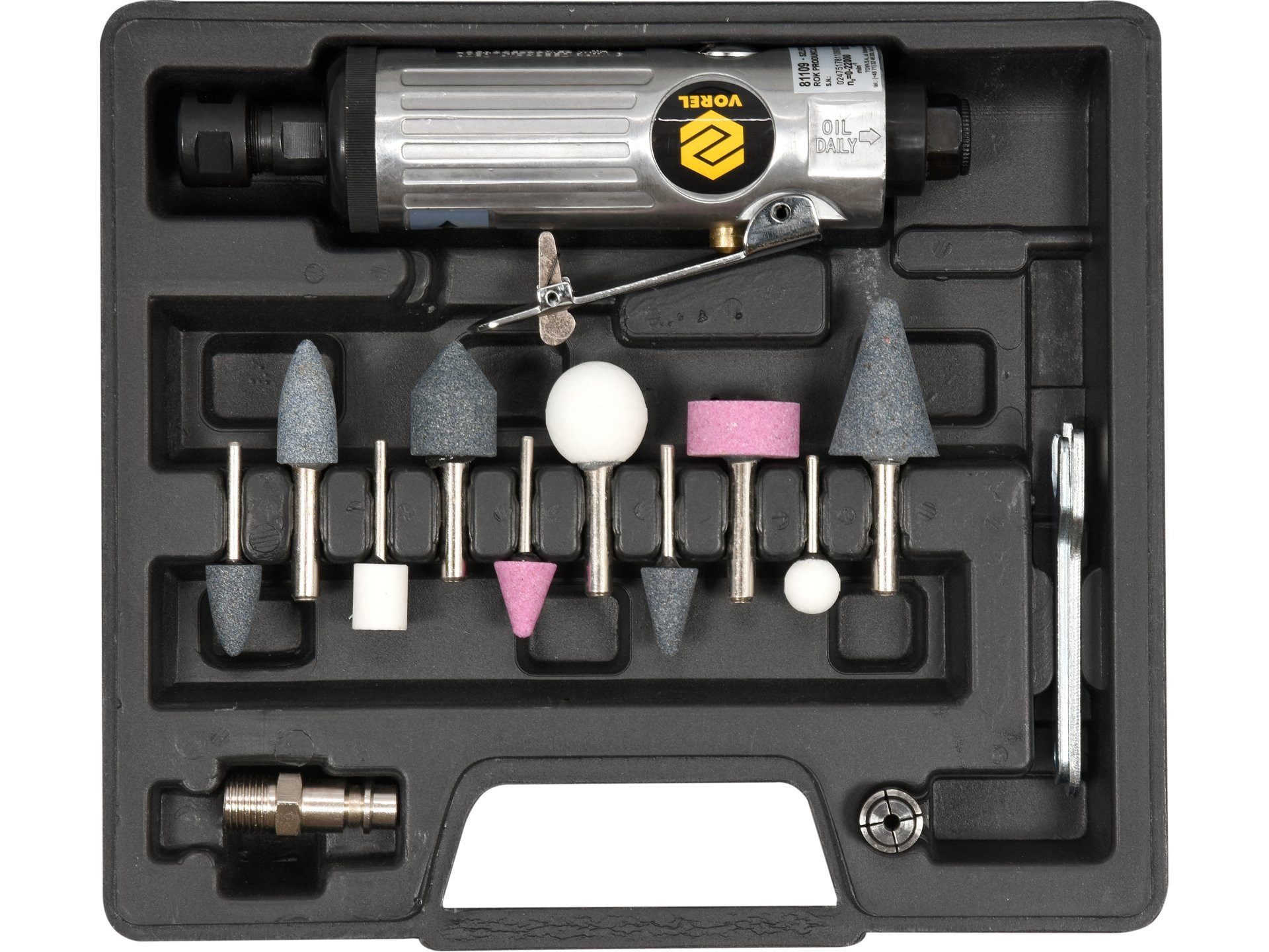 Sthor Druckluftwerkzeug Druckluft Geradschleifer 1/4“, 0-22000 min⁻¹, 15-Teilig