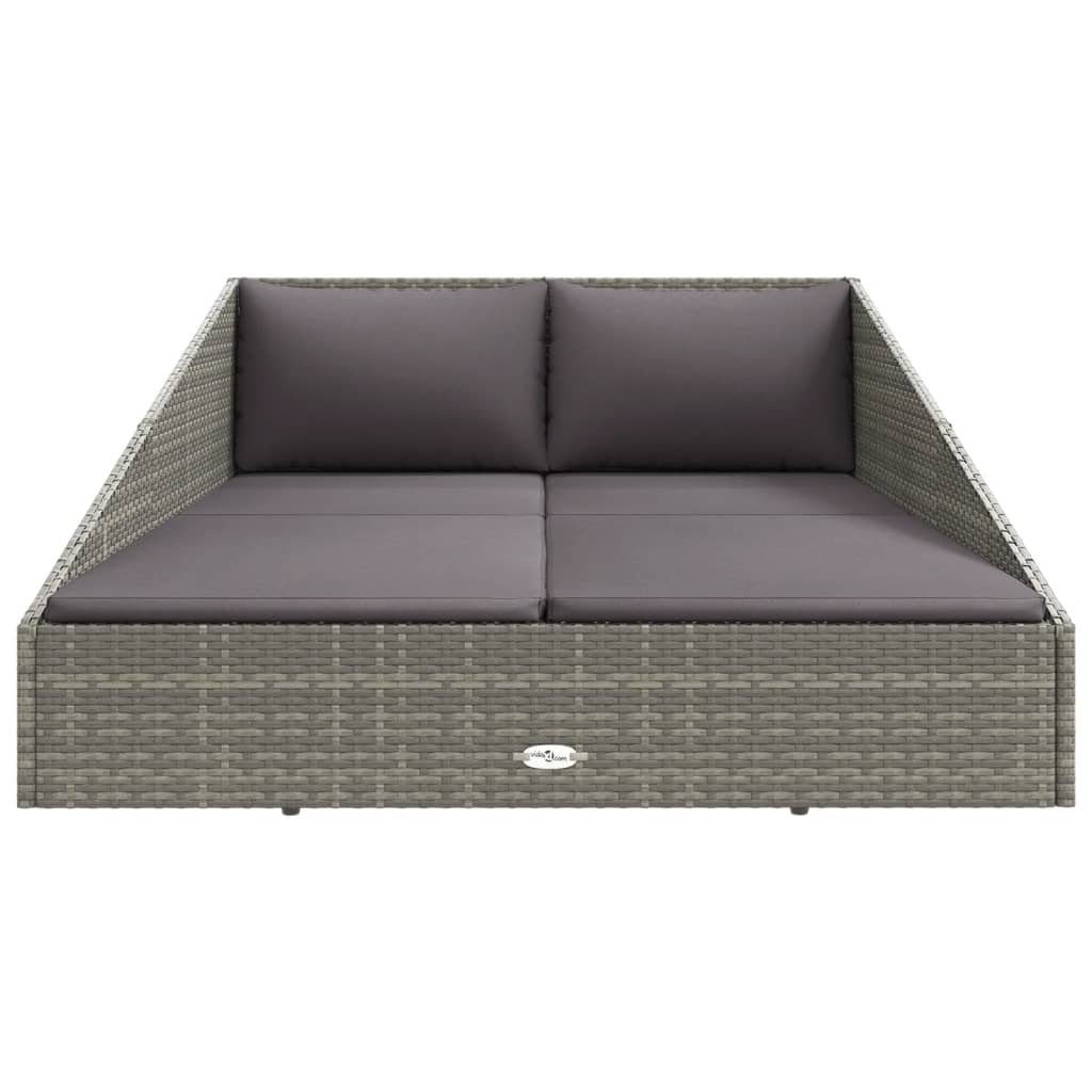 vidaXL Bett Gartenbett Grau 110x200 cm Poly Rattan