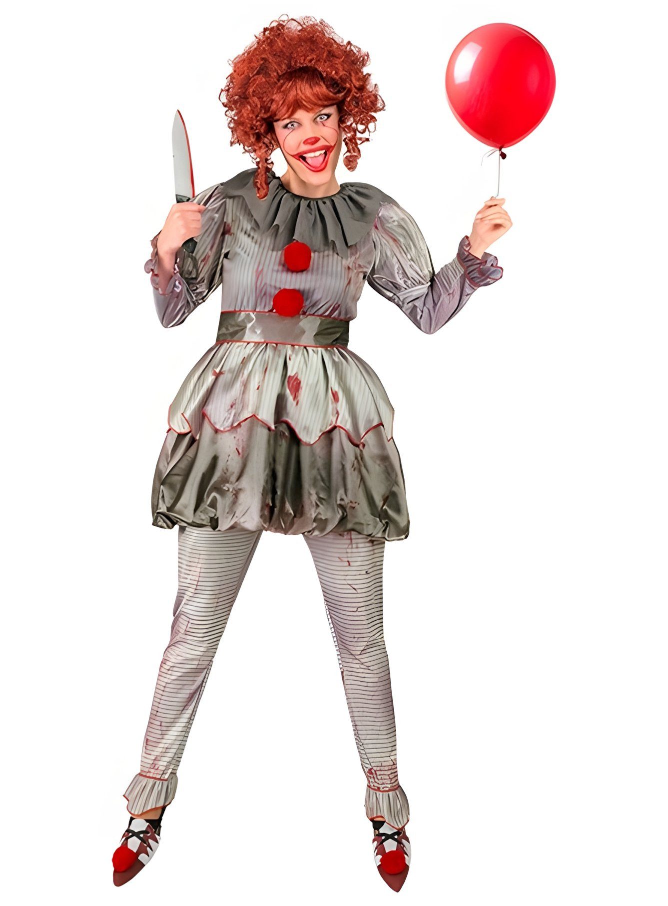 Metamorph Clown-Kostüm Killer Clown Damenkostüm, Schockierendes Zirkus-Kleid für einen fiesen Auftritt