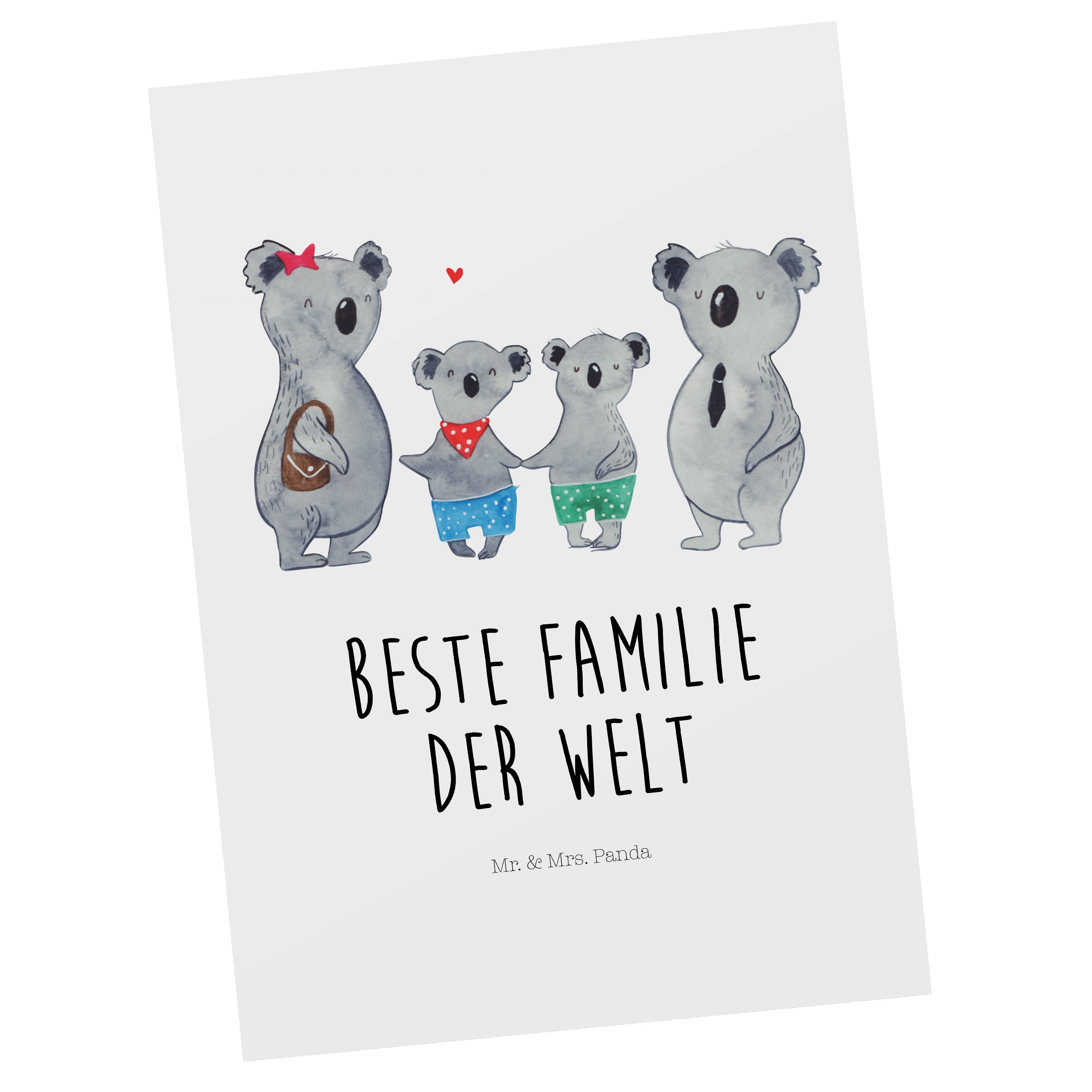 Mr. & Mrs. Panda Postkarte Koala Familie zwei - Weiß - Geschenk, Karte, Geschenkkarte, Einladung