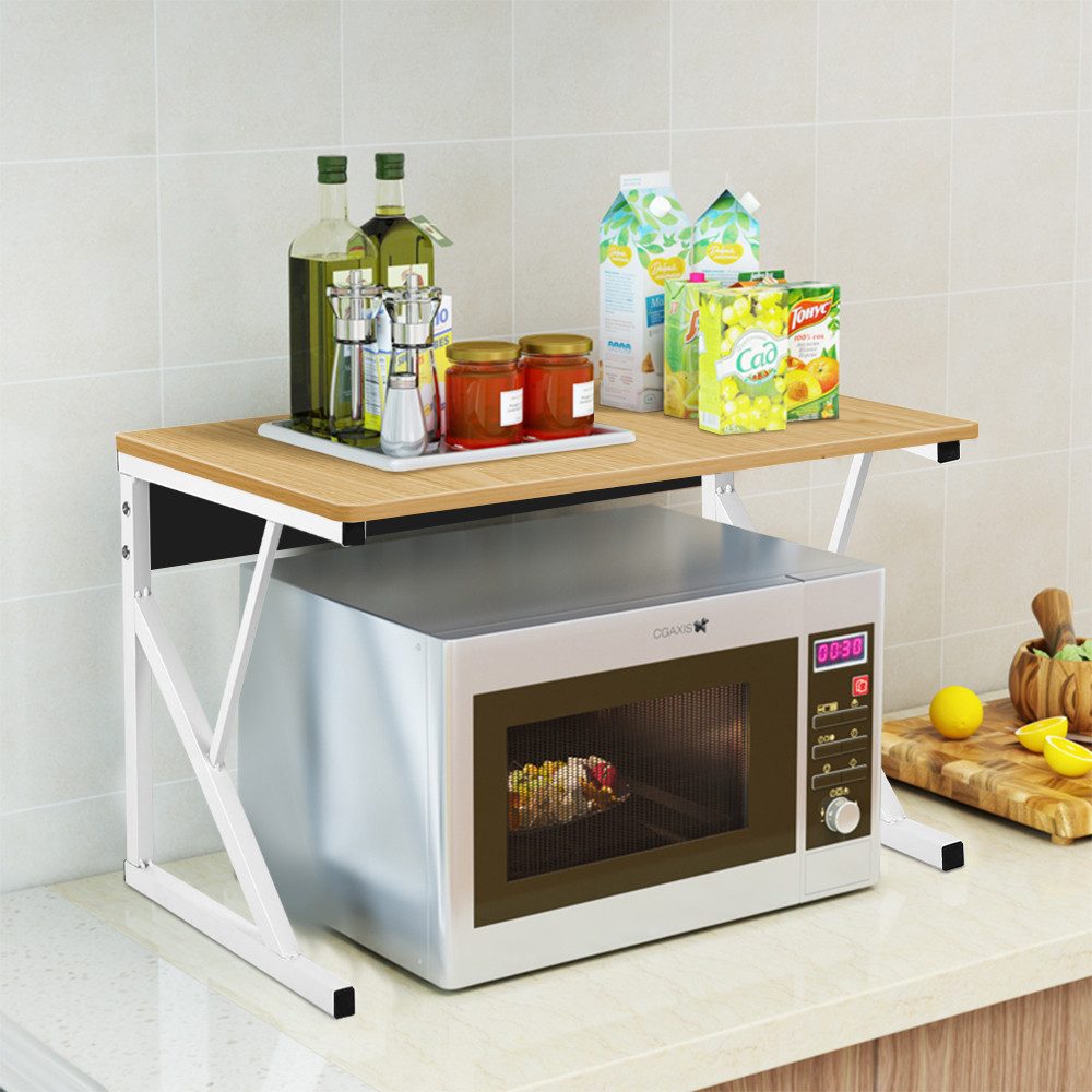 JEOBEST Küchenregal (2-stufig) Holz Mikrowellen Ständer, Gewürzregal Multifunktion Küche Mikrowellenständer