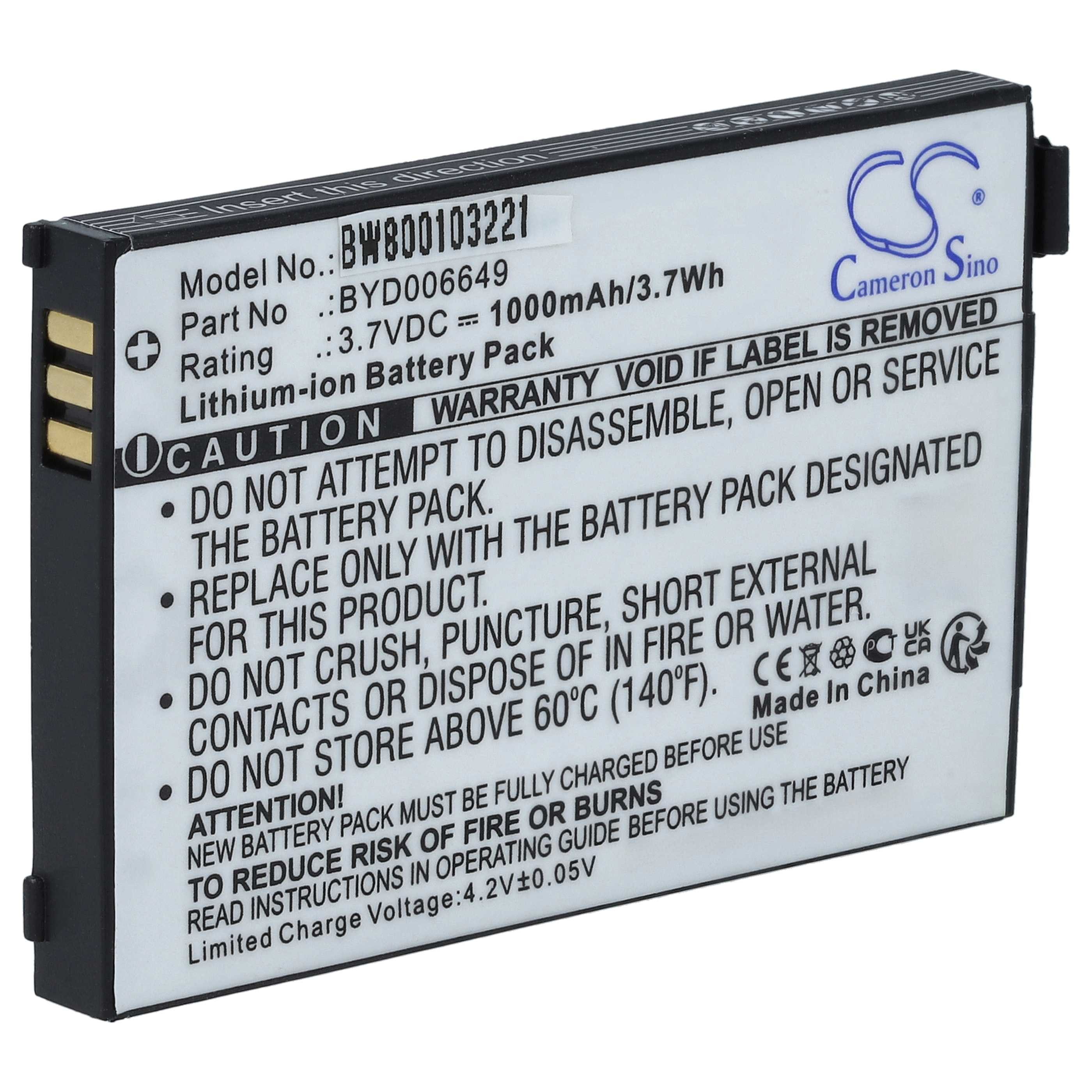 vhbw Akku passend für NUK Eco Control + Video, 10256296, BM300 Parent Unit Akku Akku Li-Ion 1000 mAh (3,7 V, 1 St), Leistungsfähiger Austausch-Akku Babyfone, Babyphone, Babytalker