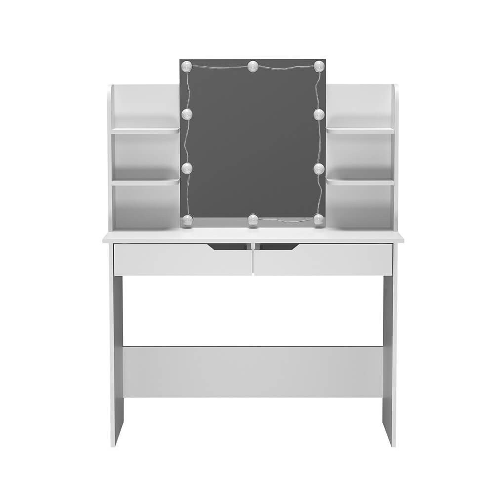 HOME DELUXE Schminktisch KYLIE - 130 x 80 x 40 cm, einstellbare LED Beleuchtung & Stauraum I Frisiertisch