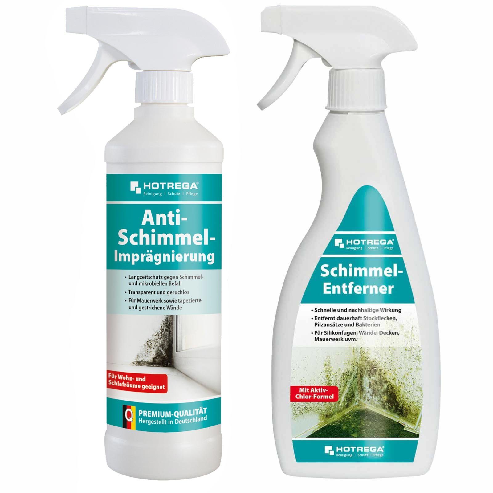 HOTREGA® Anti Schimmel Imprägnierung 500ml und Schimmel Entferner 500ml Spray Schimmelentferner