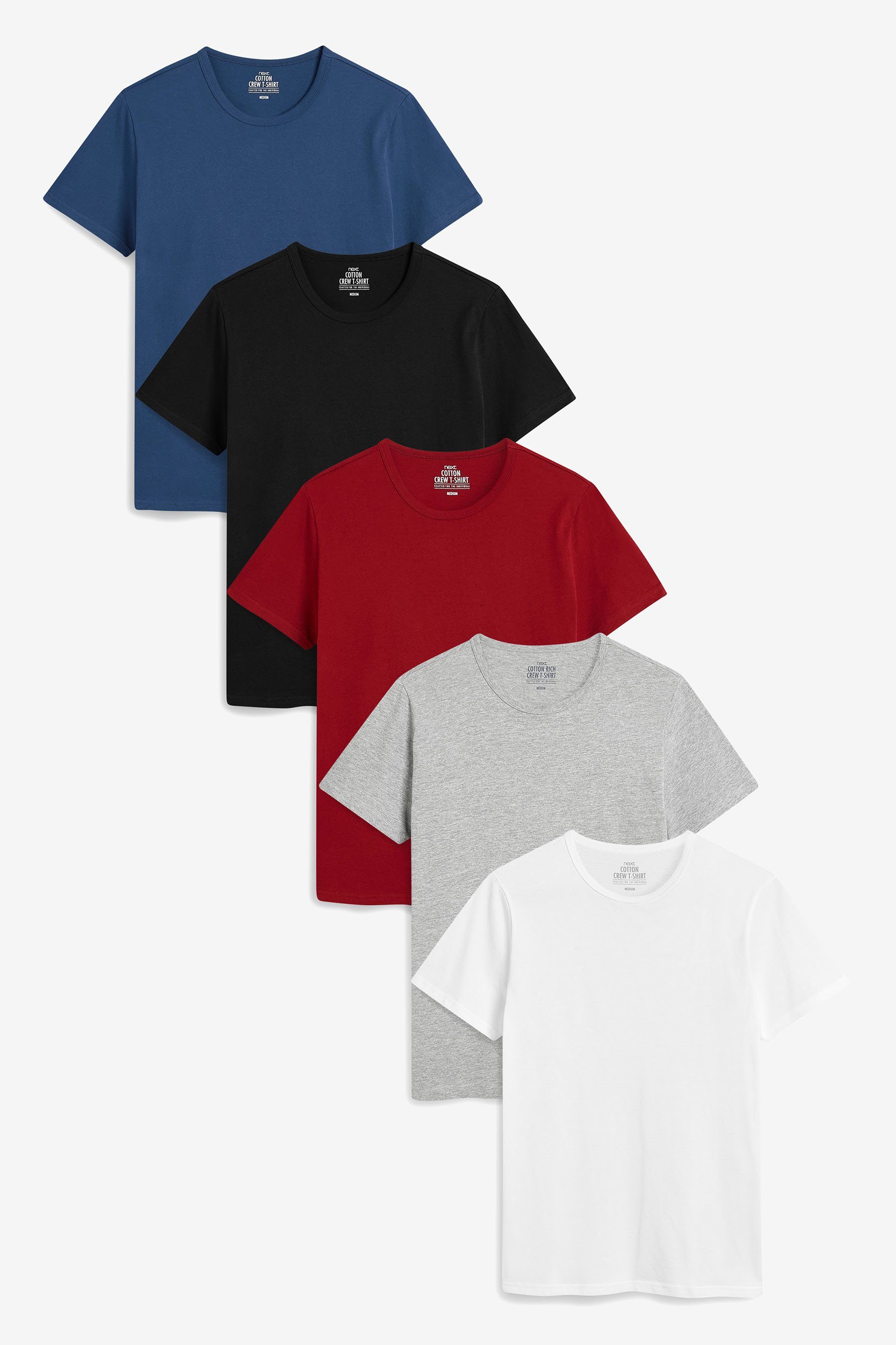 Next Unterhemd 5er-Pack T-Shirts (5-St) Burgundy Red/Black/White/Blue/Grey Marl