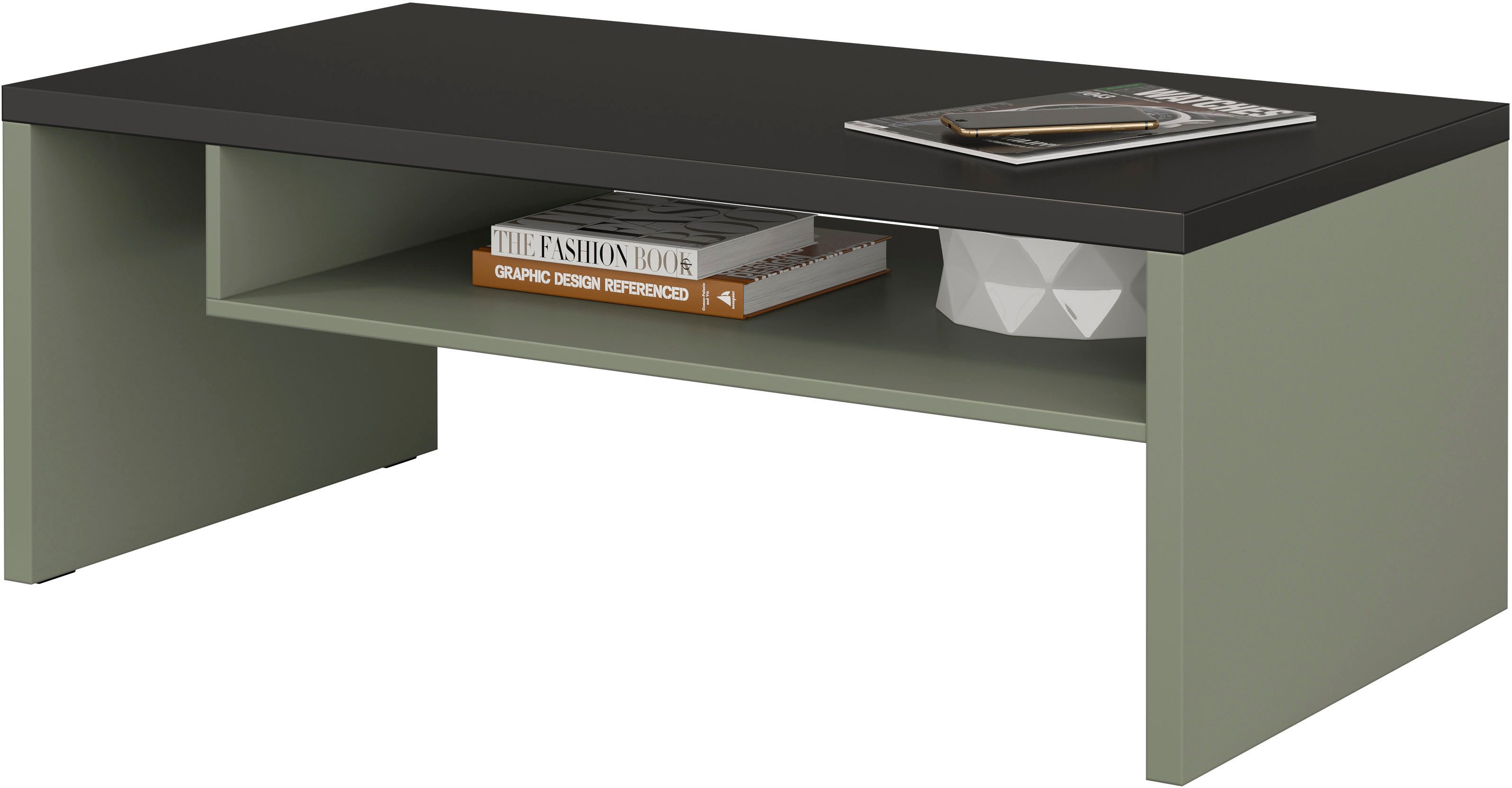 OTTO home Couchtisch Cross, Breite 120 cm, moderner Sofatisch für Wohnzimmer, Tisch mit offenem Fachboden