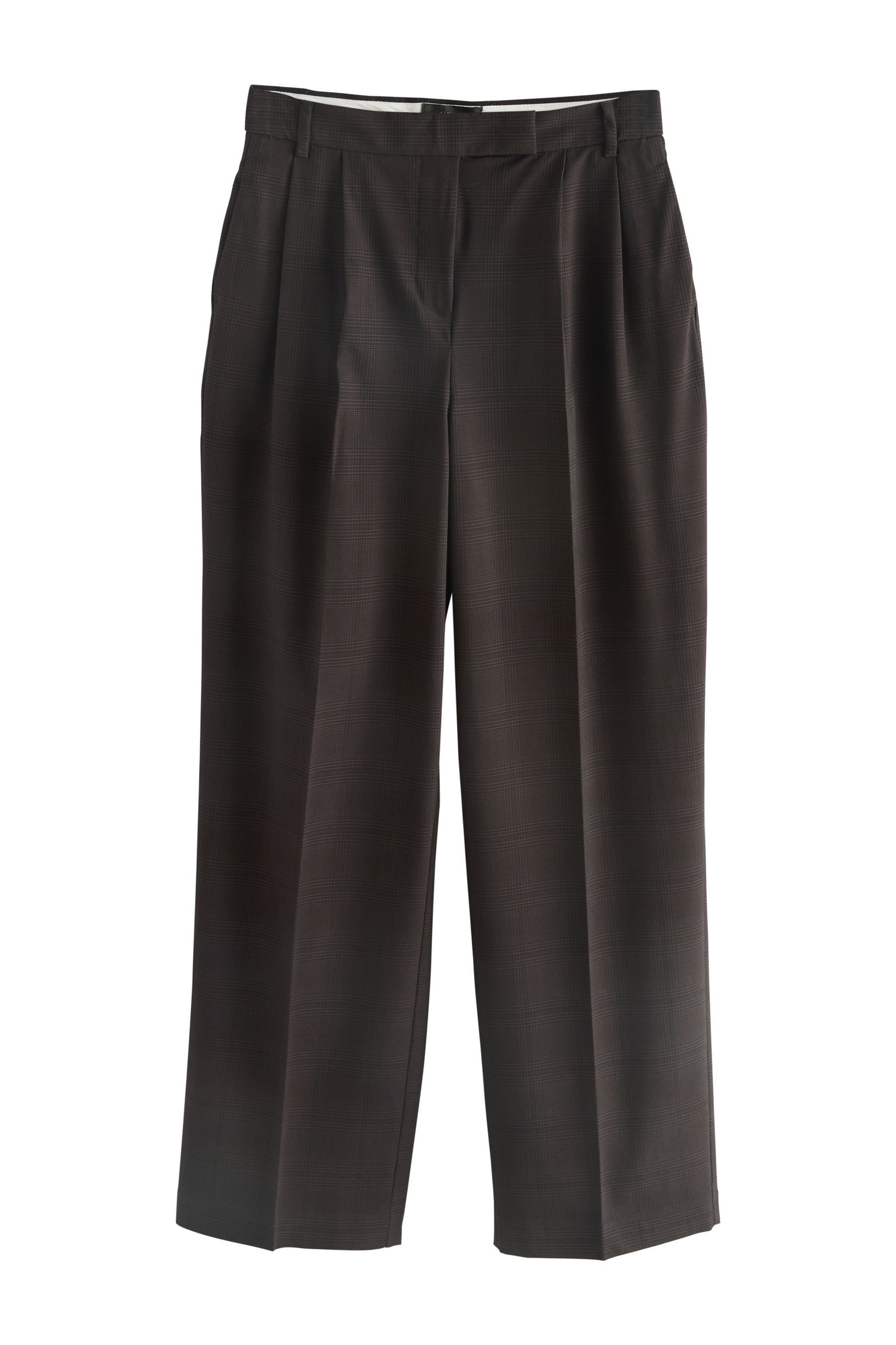Next Stoffhose Karierte Hose mit geradem Bein und Bundfalten (1-tlg)