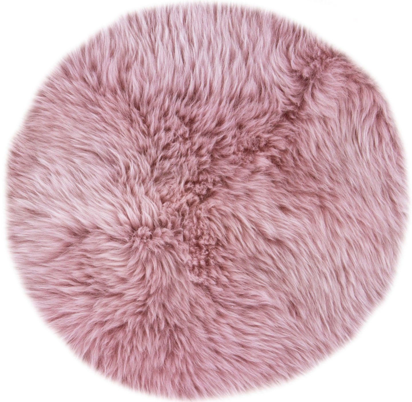 LUXOR rosa echtes Stuhlkissen Lammfell, rund, cm, Sitzauflage, living Sitzfell, Ø 34 Lammfell