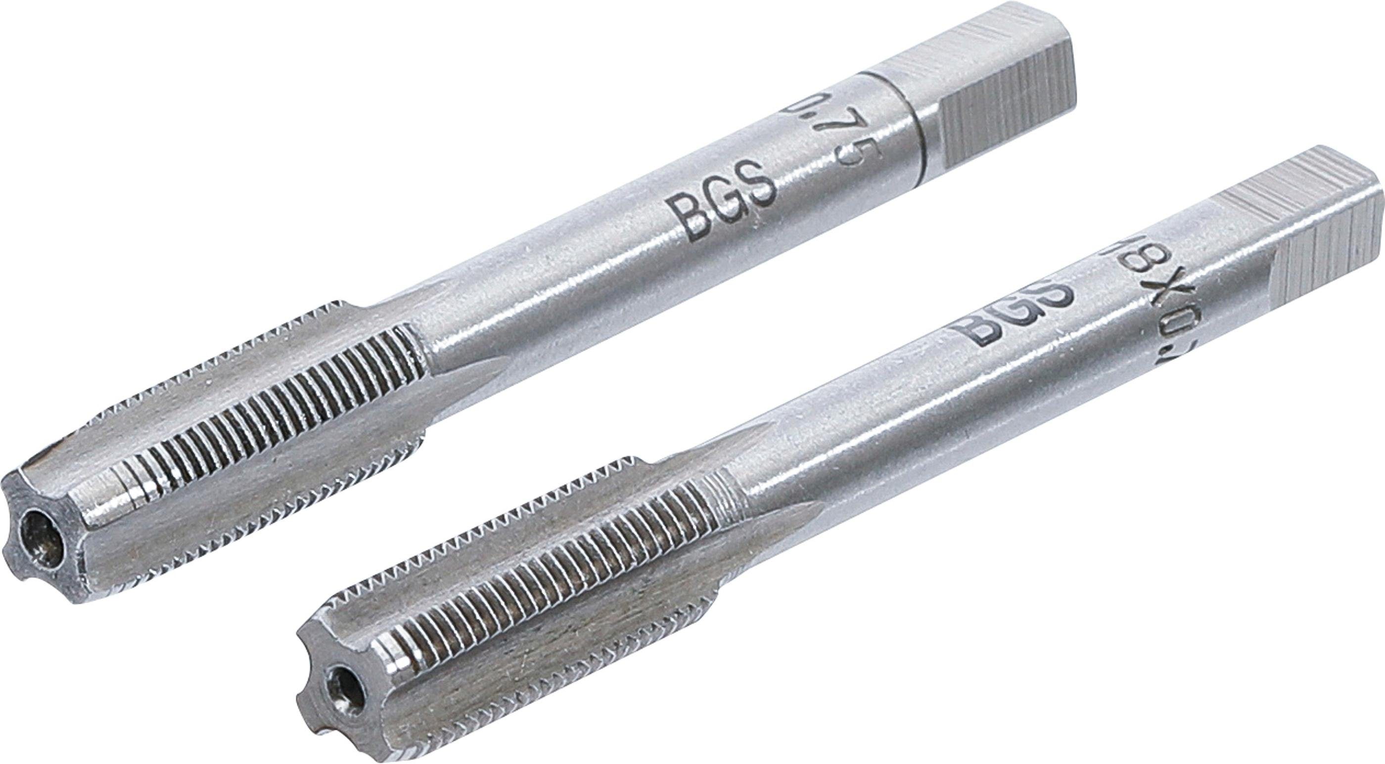 BGS technic Gewindebohrer Gewindebohrer, Vor- und Fertigschneider, M8 x 0,75 mm, 2-tlg.