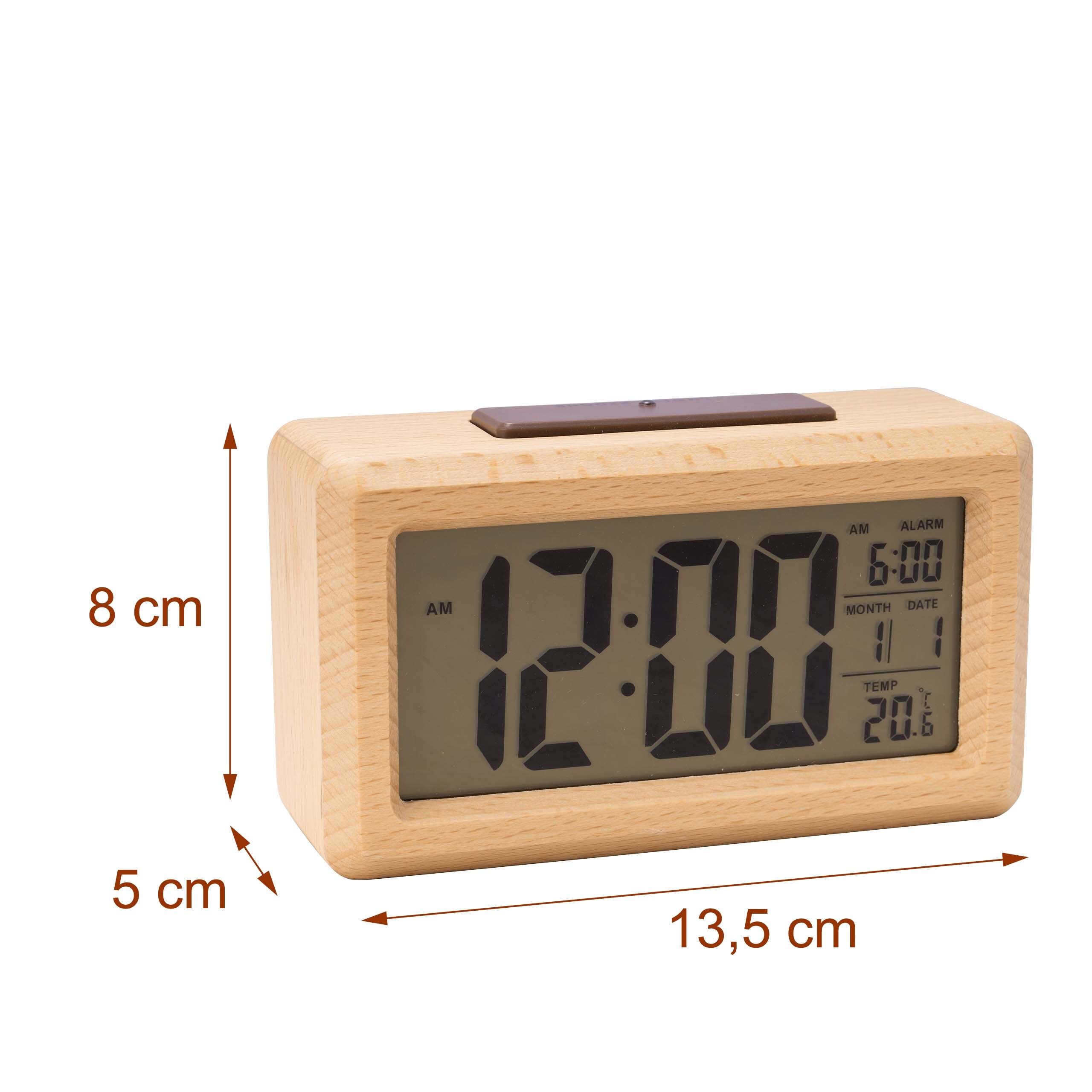 relaxdays Quarzwecker Digitaler Wecker aus Holz – Bild 4 von 5