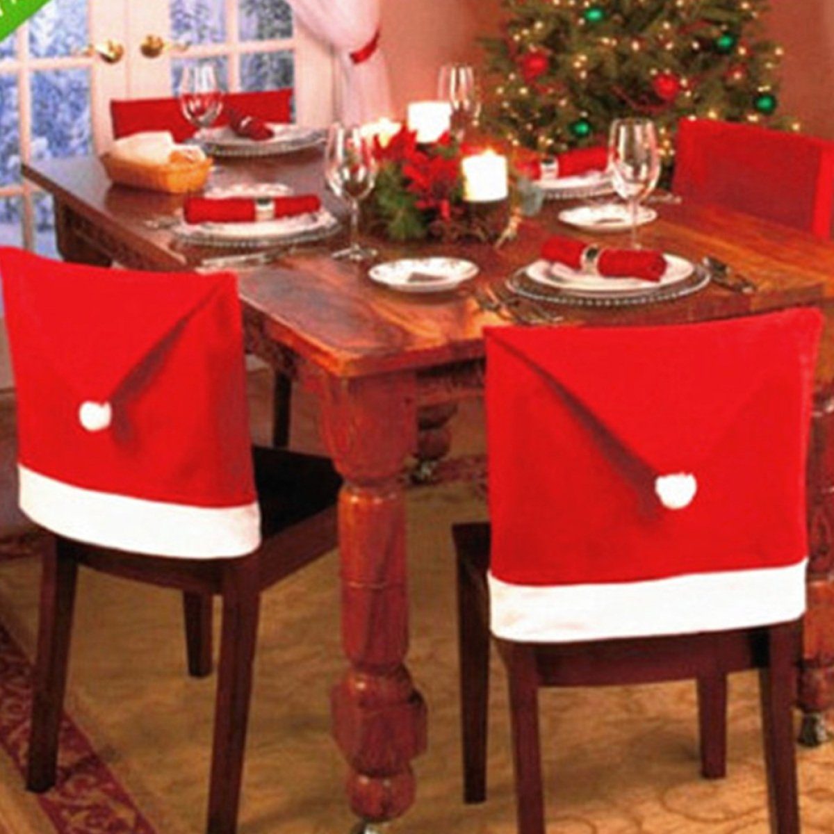 Rot(4 Stuhlbezug Bezüge, Esszimmerstuhl-Schonbezüge, Juoungle Dekoration, Stück) rote Stuhllehnen
