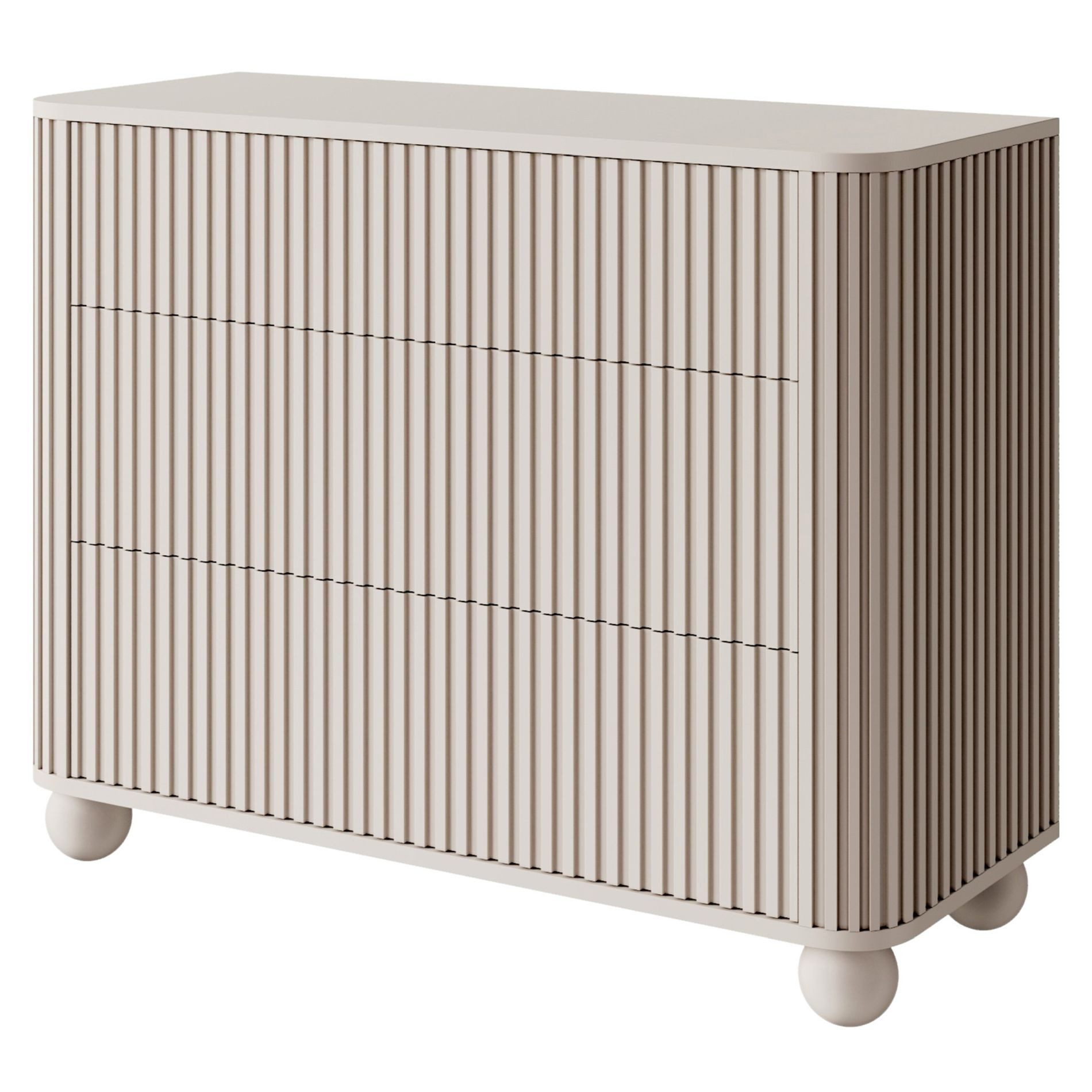 Selsey Kommode ARVELLO, mit Schubladen, geriffelten Fronten und Kugelfüßen
