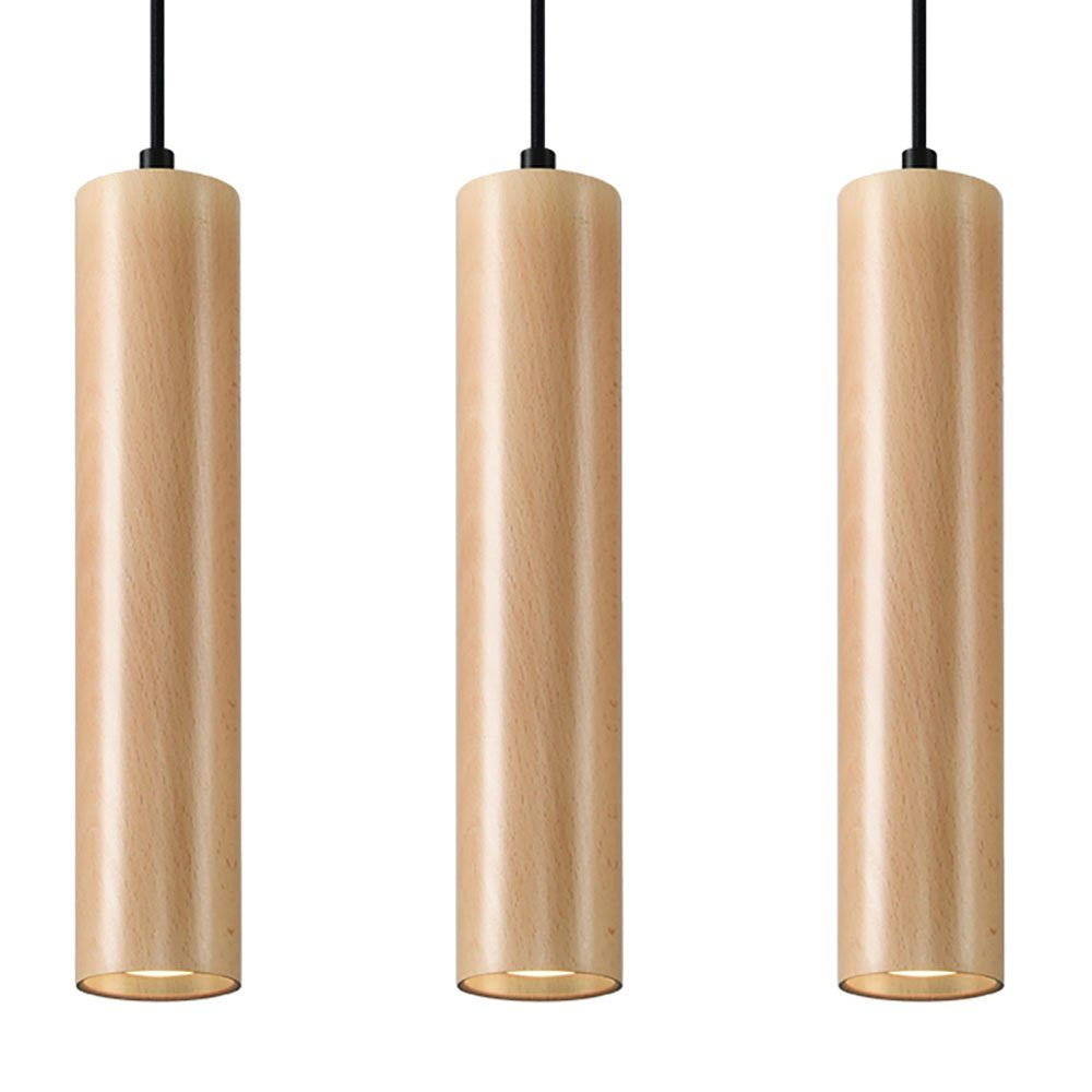 Zylinder inklusive, natur Holz Pendelleuchte Warmweiß, Pendelleuchte, etc-shop Leuchtmittel schwarz LED Stahl Hängeleuchte