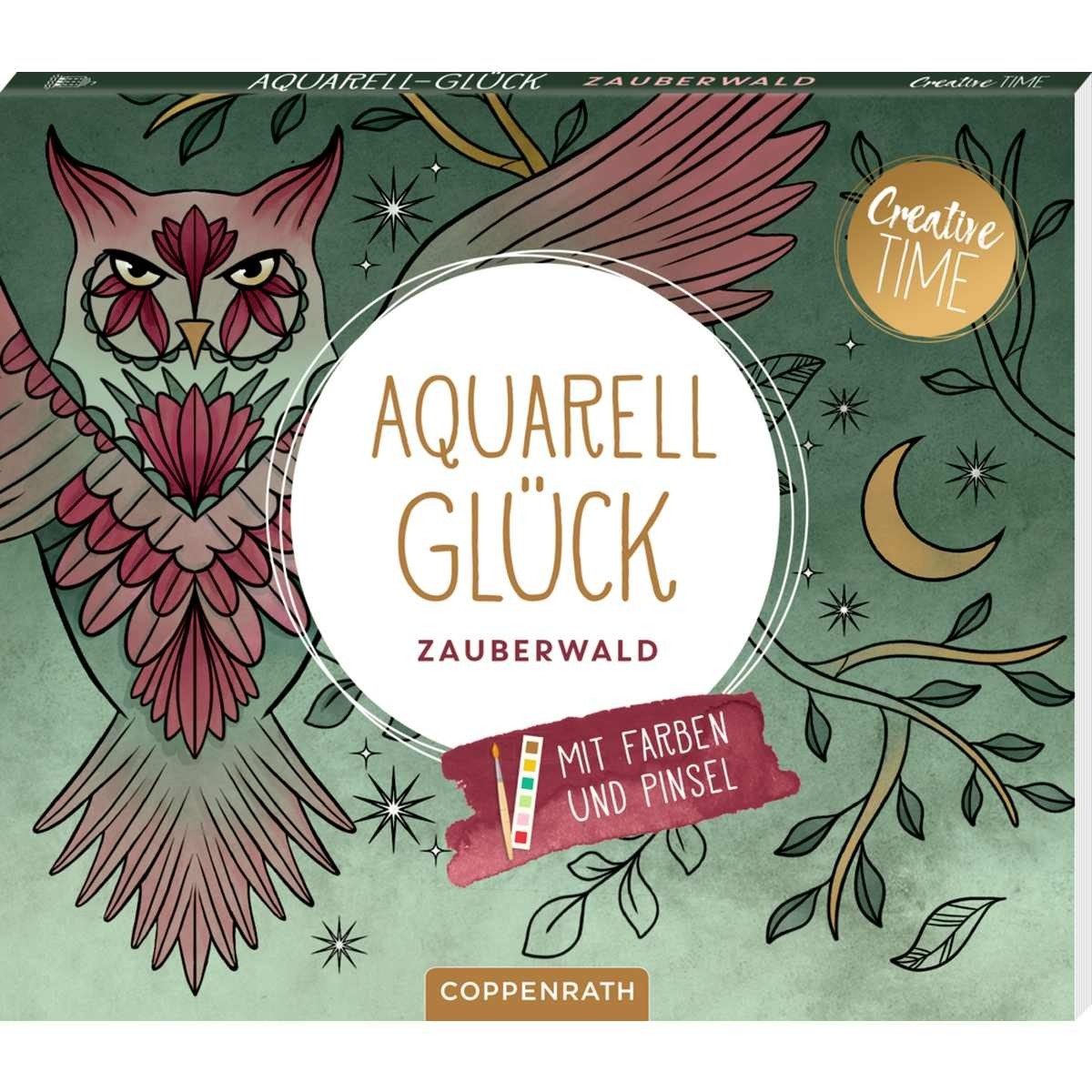 COPPENRATH DIE SPIEGELBURG Malvorlage Aquarell Malblock mit Farben & Pinsel, 15 Motive, Kreativset