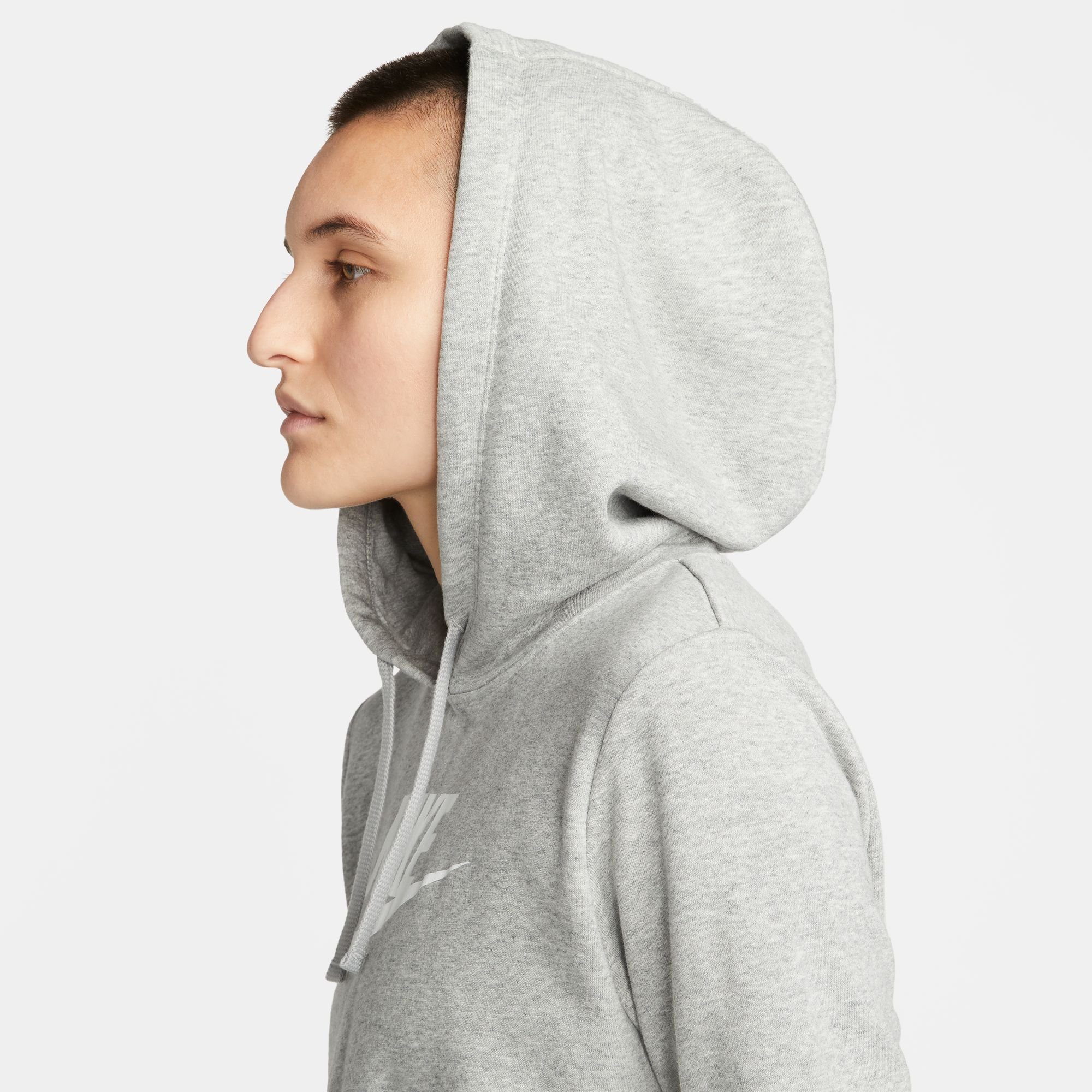 Sportswear GREY HEATHER/WHITE Women's Pullover Kapuzensweatshirt Hoodie DK Logo Club Nike Fleece