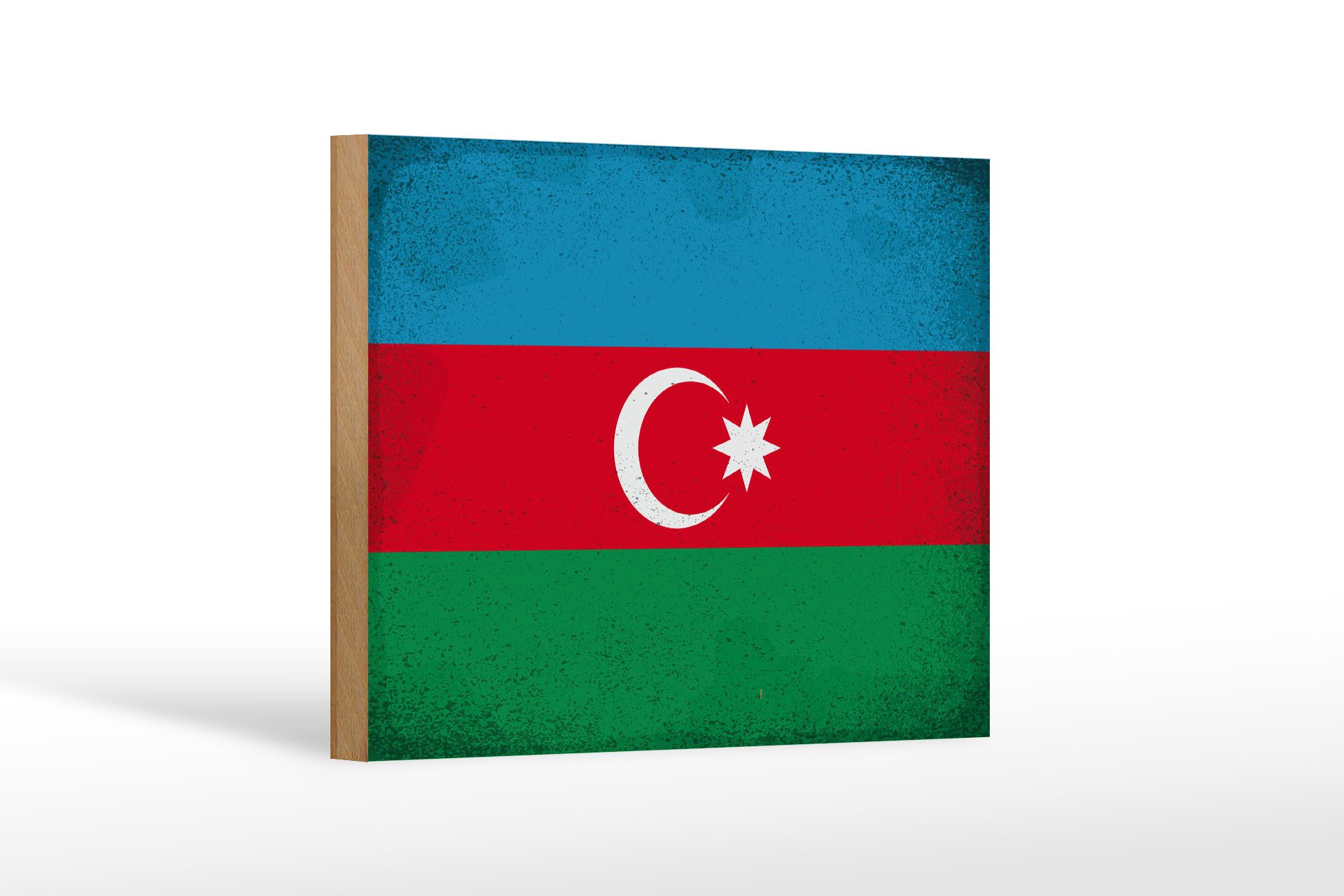 Femer GmbH Holzbild Flagge Aserbaidschan 18x12cm Azerbaijan Vintage, Flaggen (1 St), Glatte Holzfaserplatte (MDF), vorn beschichtet