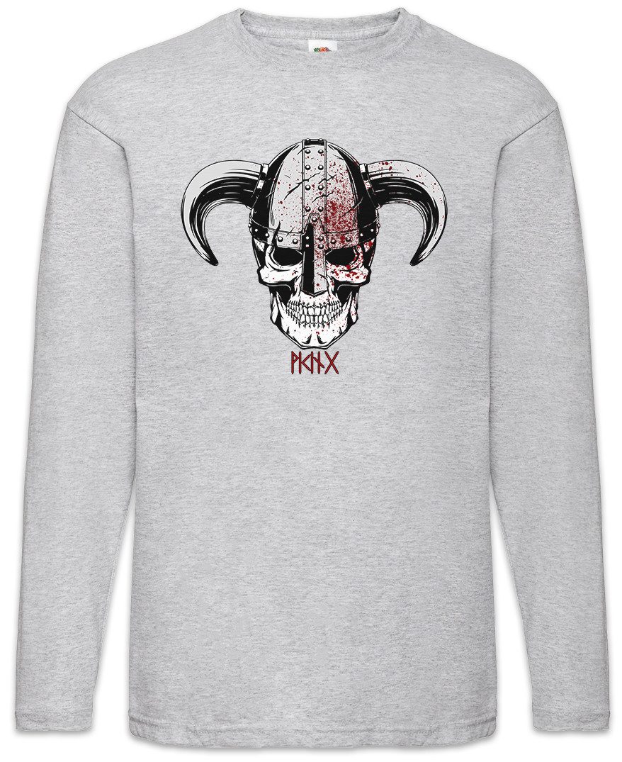Langarmshirt Viking Skull IV Langarm T-Shirt Wikinger Totenkopf Schädel Runen