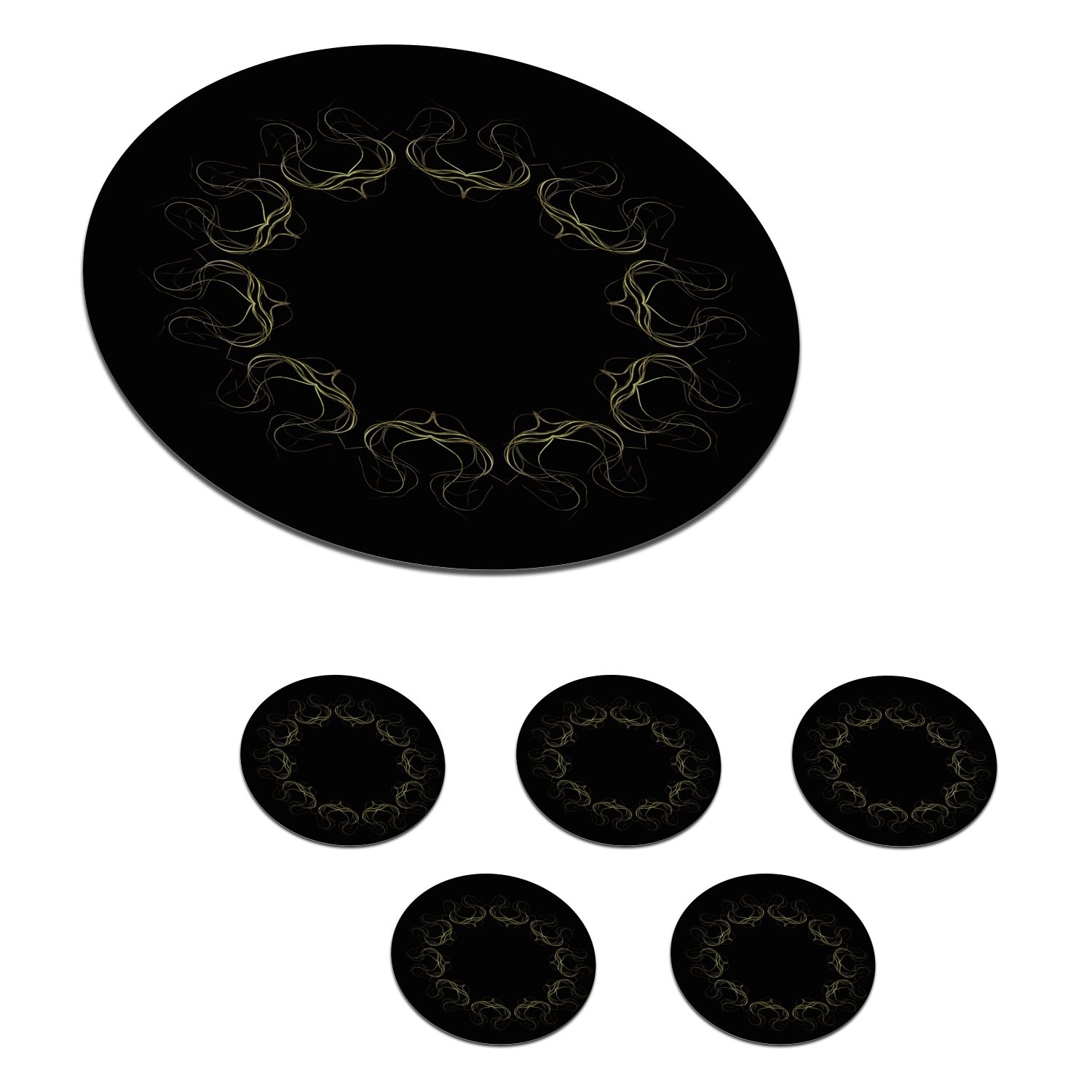 MuchoWow Glasuntersetzer Ein Kreis aus mehreren Luftpflanzen auf schwarzem Hintergrund, Zubehör für Gläser, 6-tlg., Getränkeuntersetzer, Tassenuntersetzer, Korkuntersetzer, Tasse, Becher