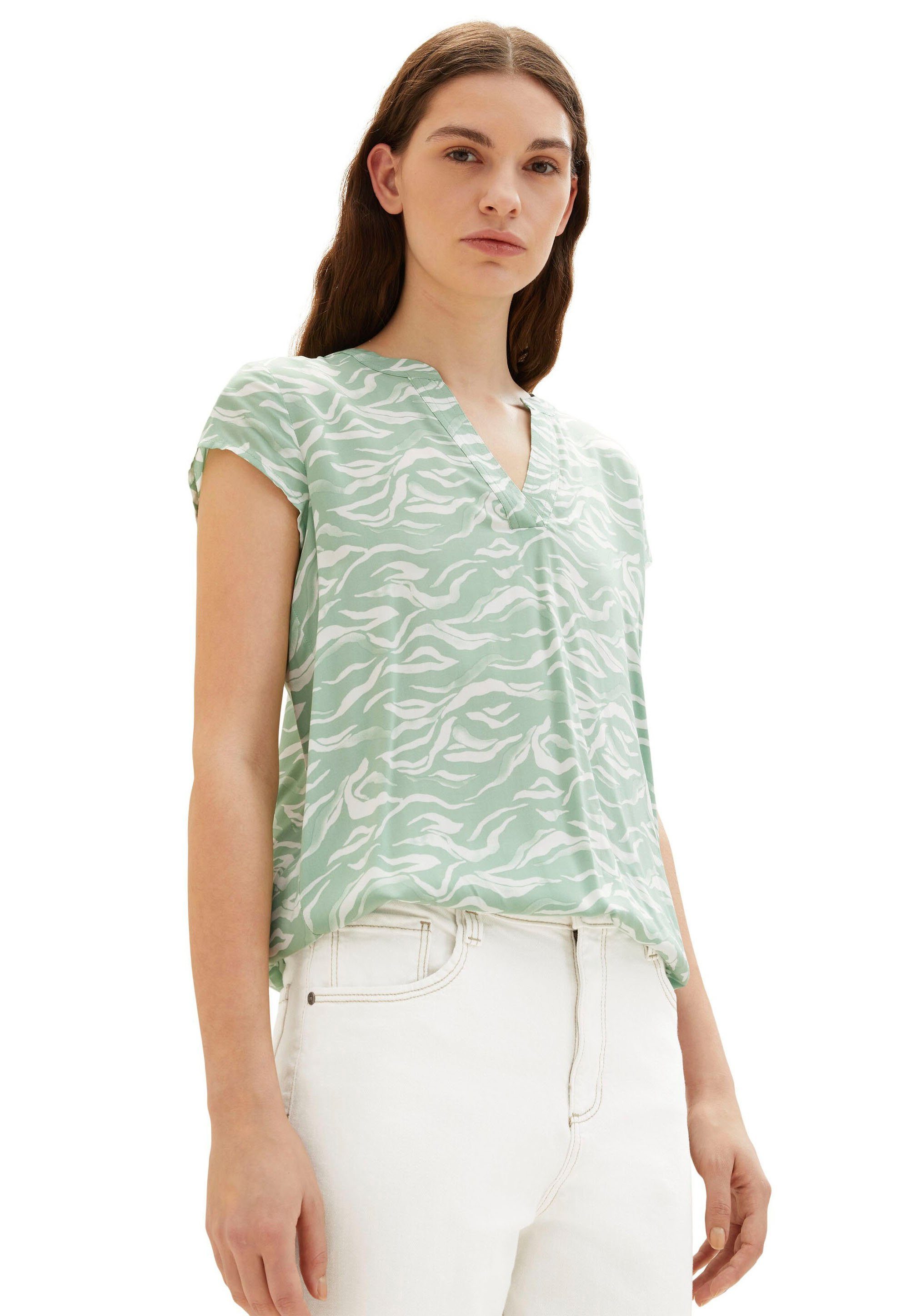 im Druckbluse mit TAILOR TOM Raffung Rücken green small