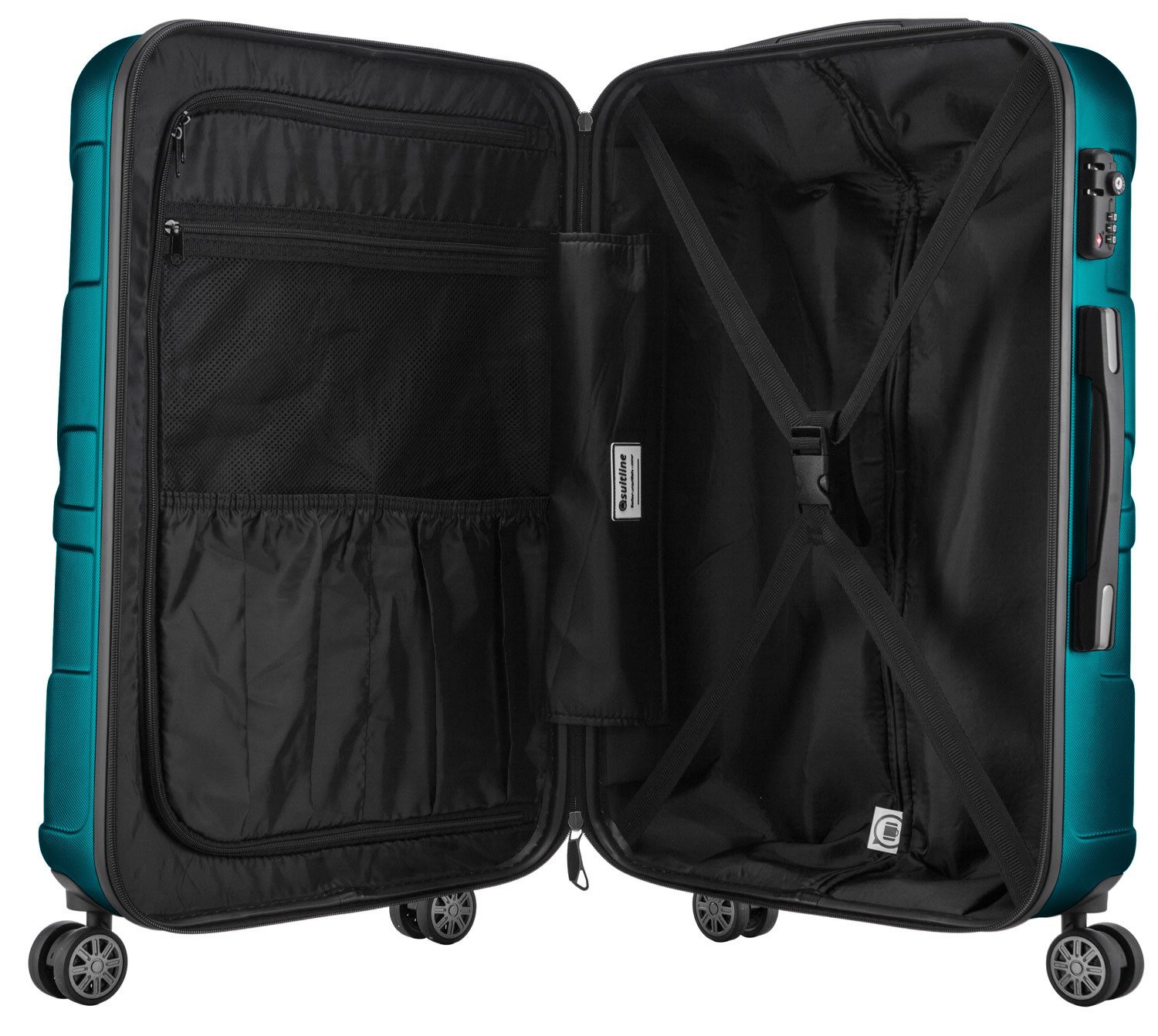 Suitline Trolley S1, 4 Rollen, Großer Reisekoffer XL Koffer mit Erweiterung, Rollkoffer TSA 110 L