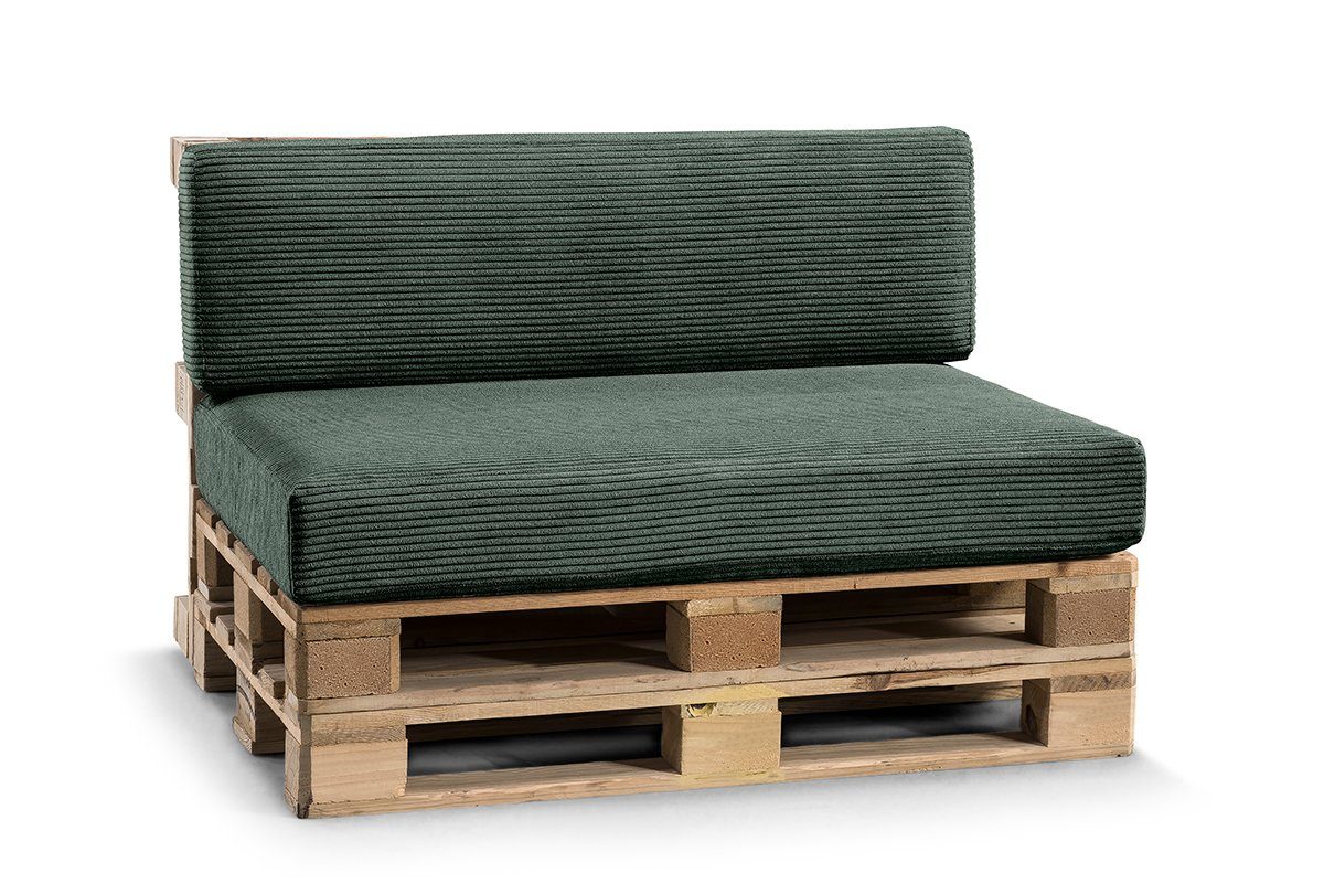 FAVRE Palettenkissen CosyRib Ribcord Garten Set PFLA(Sitzkissen 120x80+Rückenlehne 120x40), Kissen