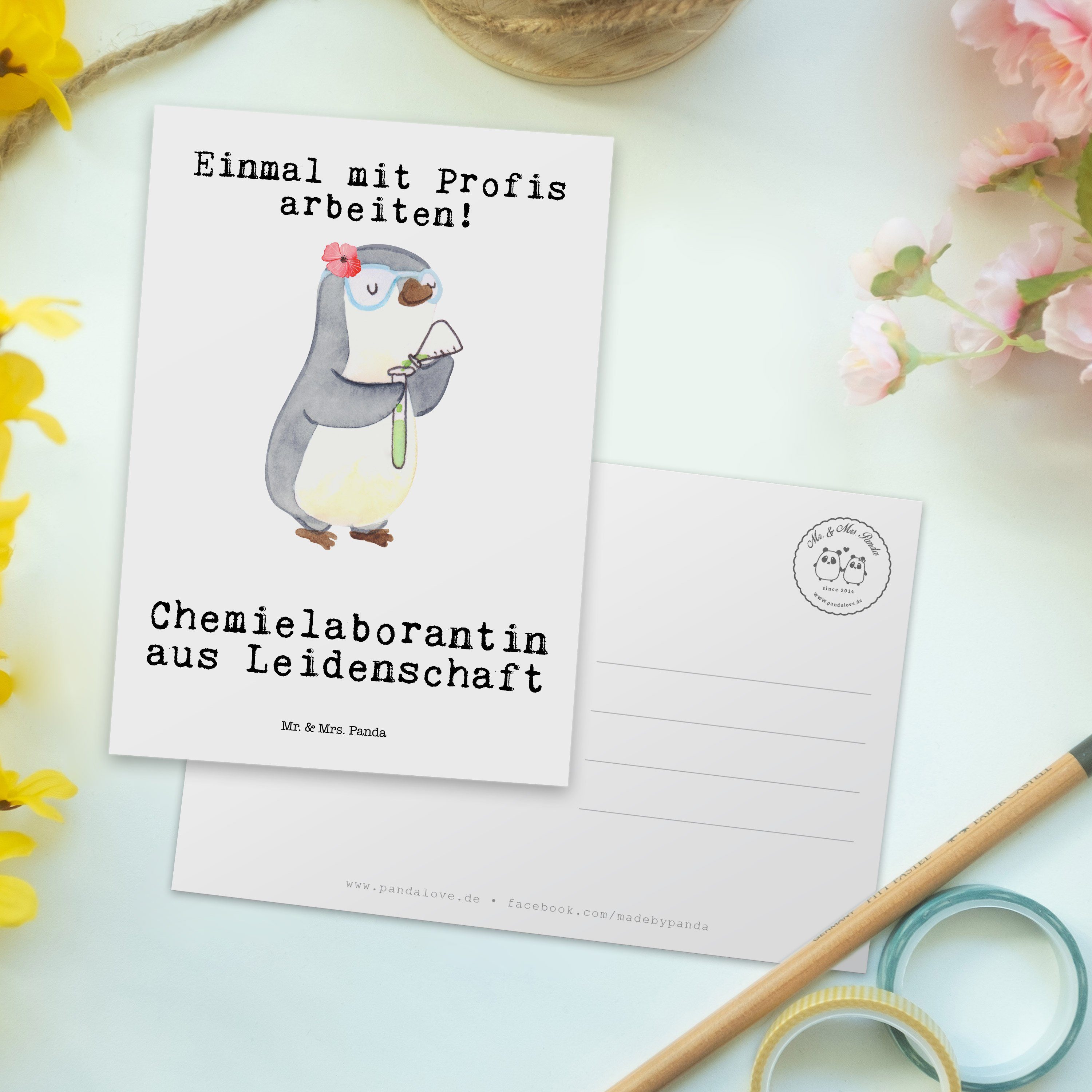 - Weiß - Chemieunterricht Leidenschaft Mrs. Chemielaborantin & Mr. Postkarte Geschenk, aus Panda