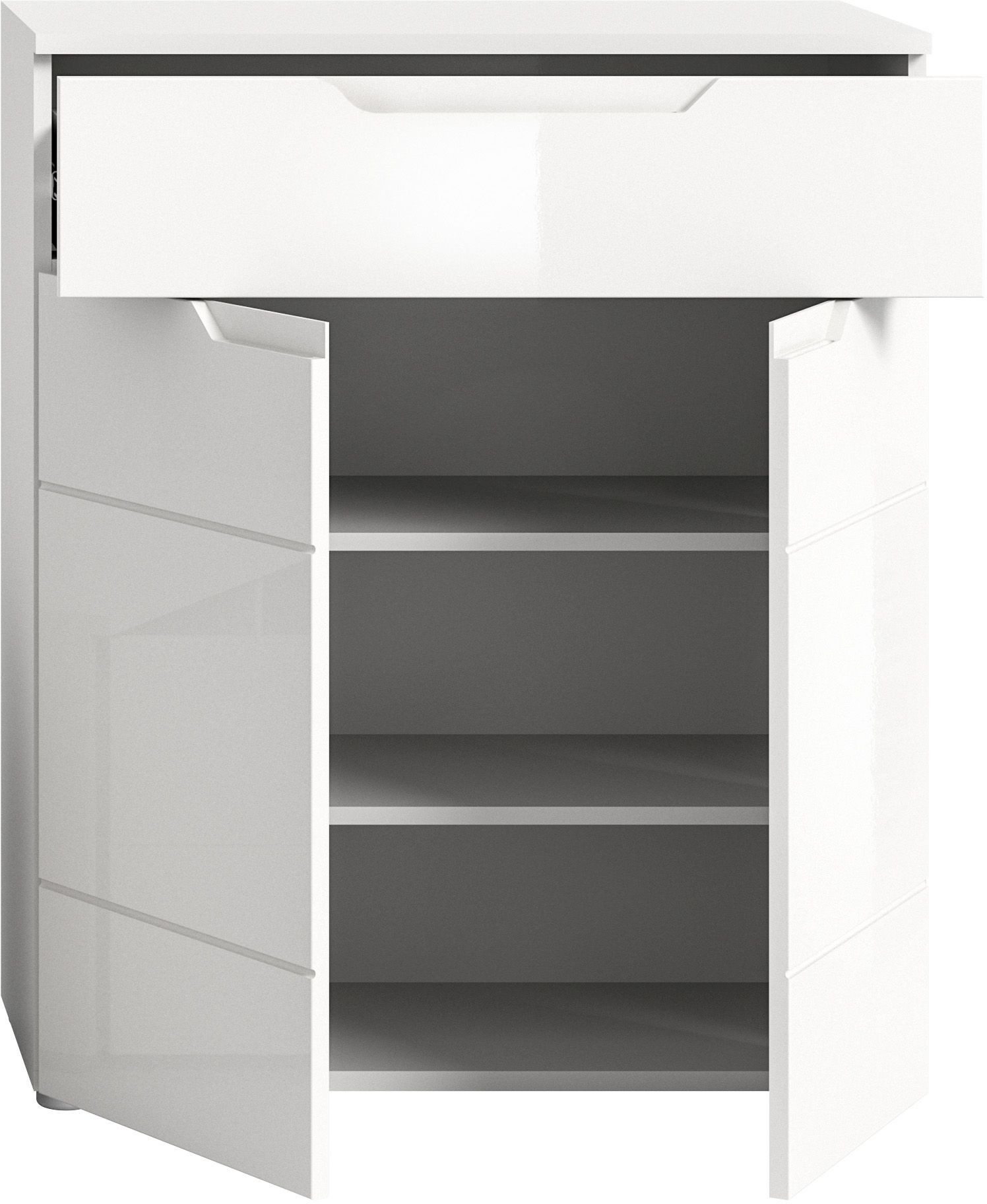 xonox.home Schuhkommode, Weiß Hochglanz Softclose Melamin Modern 80x97x37 cm
