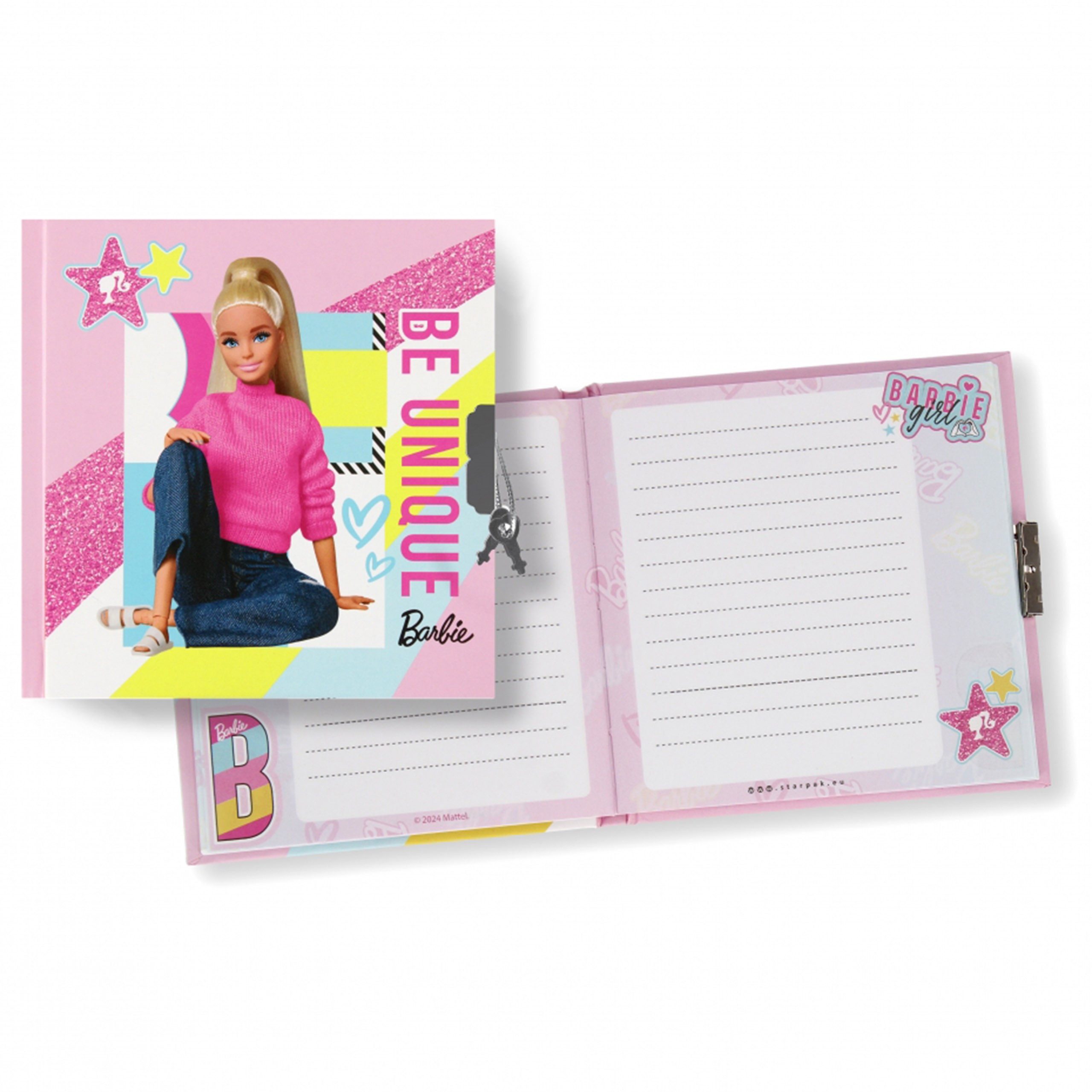 Barbie Tagebuch Barbie Tagebuch liniert, Vorhängeschloss 13,5x13,5 cm