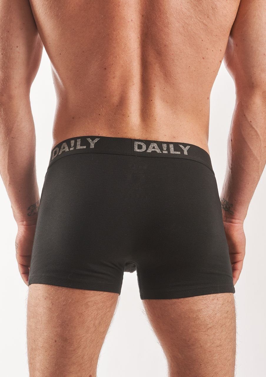 DA!LY UNDERWEAR Stretch & Schwarz/Grau Retro (10-St) Trunks Basic Rot/Schwarz mit Boxer Boxershorts