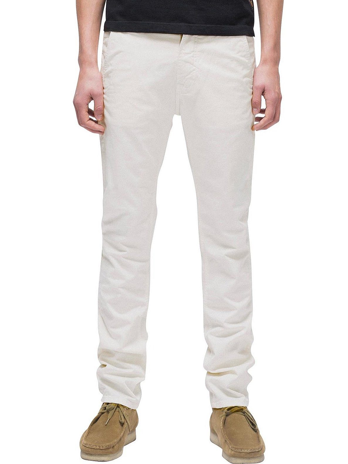 Stoff Weiß Chino Adam Herren Nudie Slim Stretch - Hose Chinohose Jeans