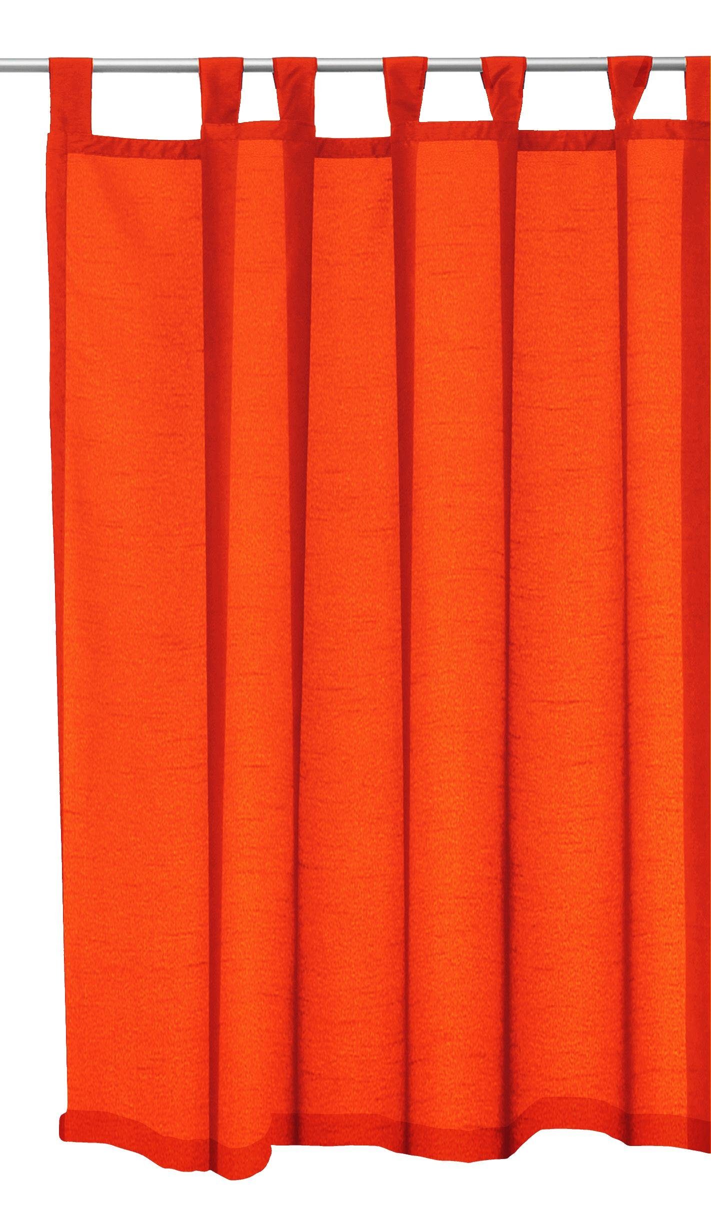 Gardine Vorhang halbtransparent Seidenglanz Schlaufen Gardine Schlaufenschal, Haus und Deko, Schlaufen (1 St), halbtransparent, Polyester Orange