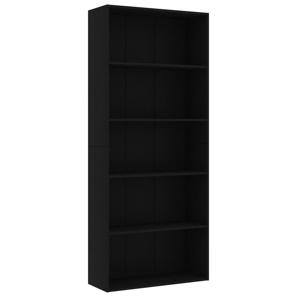 furnicato Bücherregal 5 Fächer Schwarz 80x30x189 günstig online kaufen