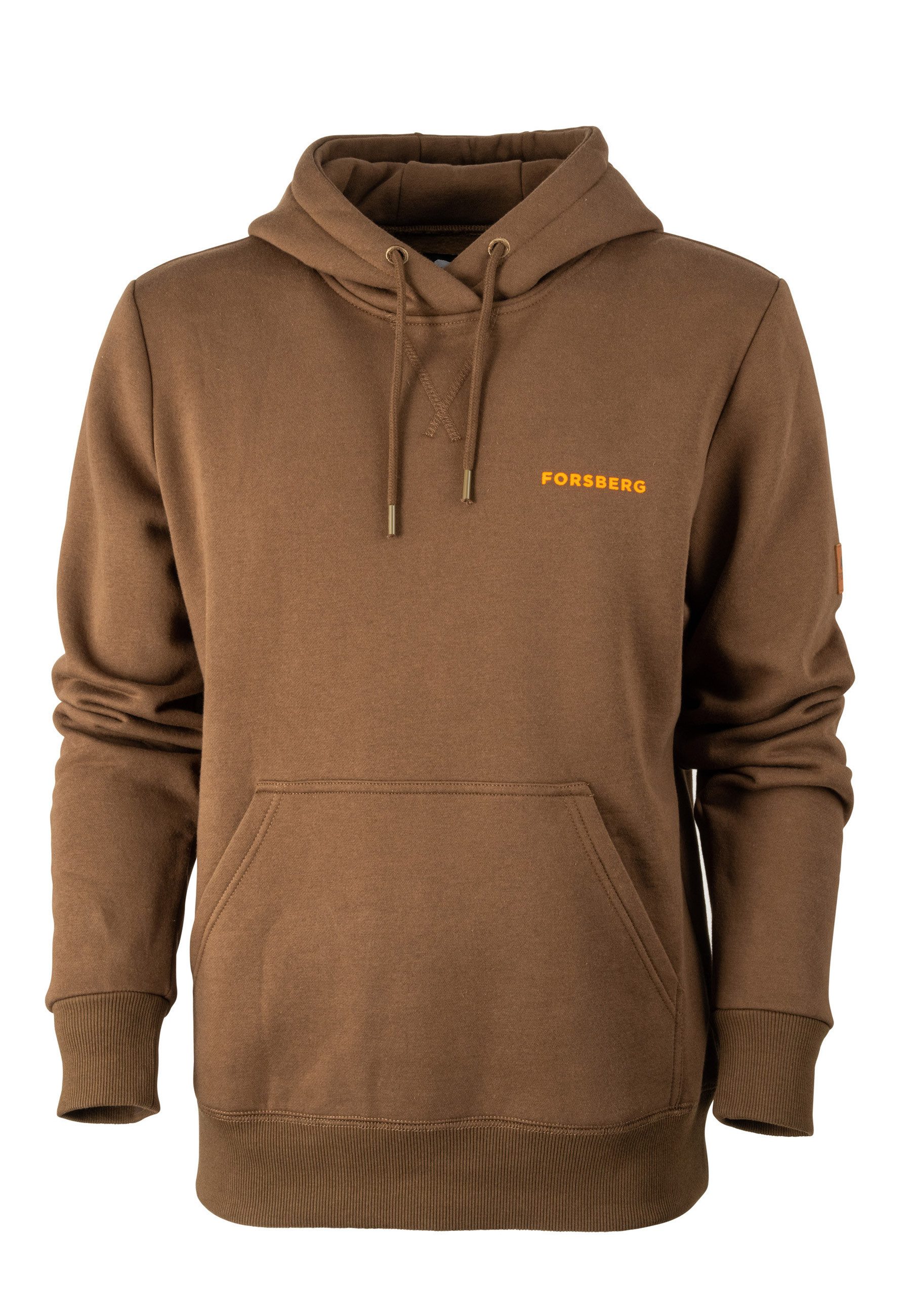 T-Shirt brauner Hoodie mit Logo auf Brust und Rücken