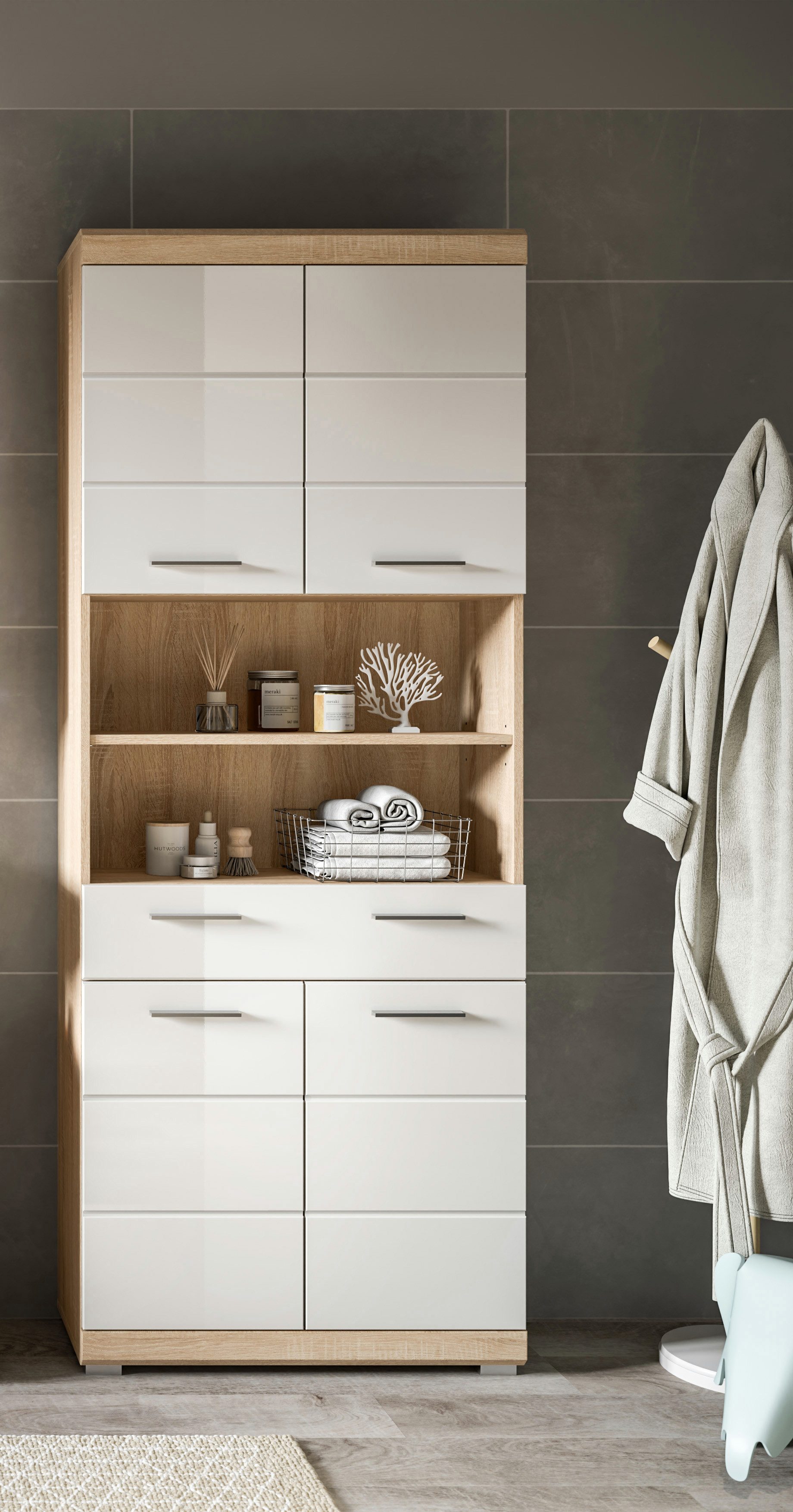 INOSIGN Hochschrank SIENA, Breite 74cm, 4 Türen, 1 Schubkasten, 2 offene Fä günstig online kaufen